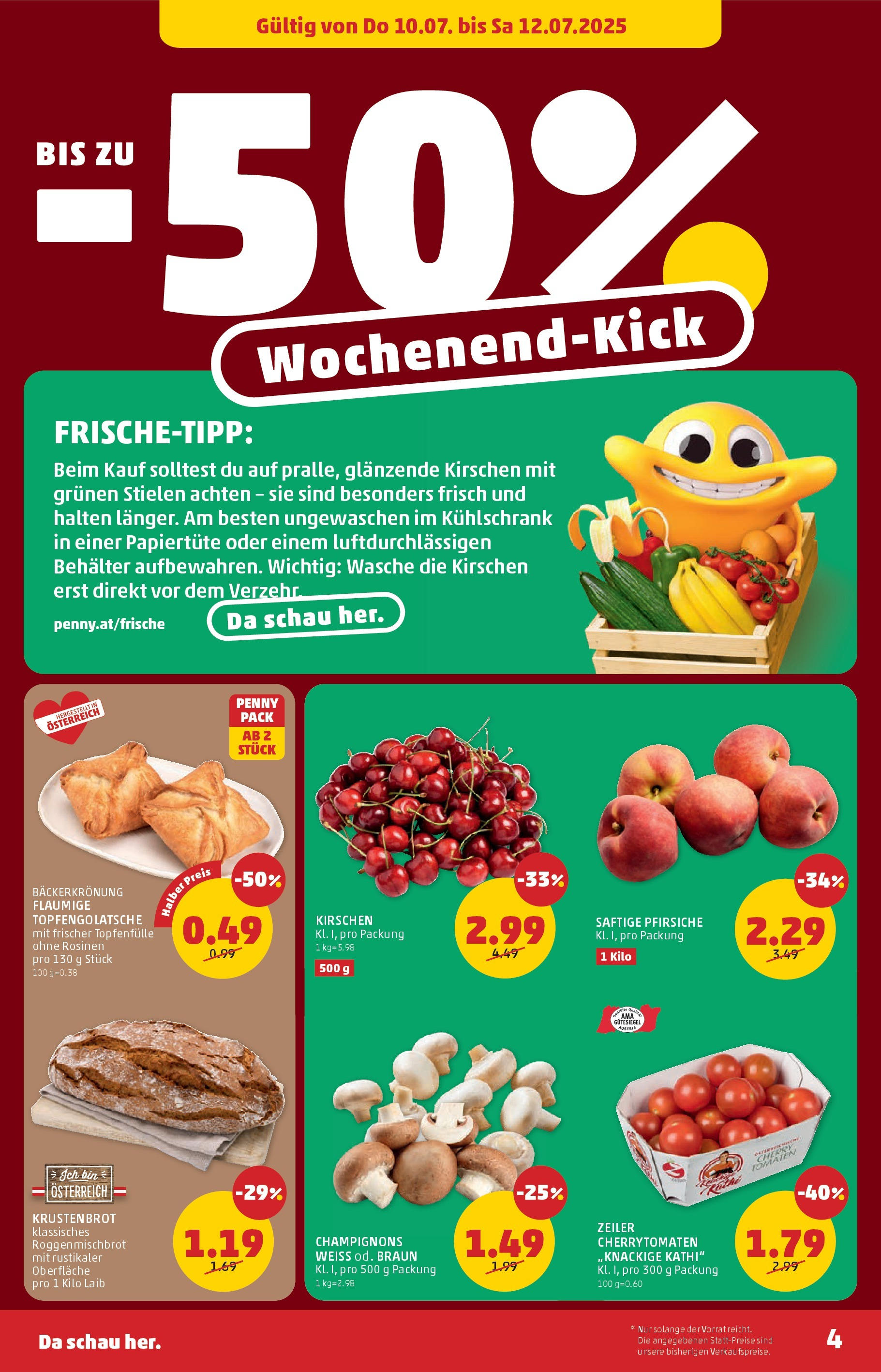 Penny Markt Flugblatt ab (10.07.2025) - Angebote, Prospekt | Seite: 4 | Produkte: Rosinen, Kühlschrank, Tomaten