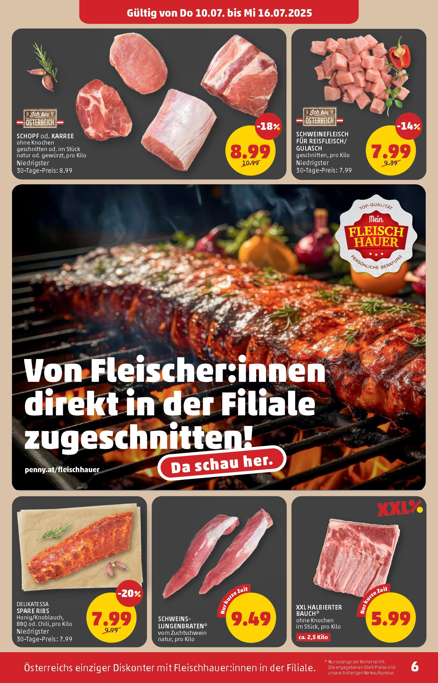 Penny Markt Flugblatt ab (10.07.2025) - Angebote, Prospekt | Seite: 6 | Produkte: Schweinefleisch