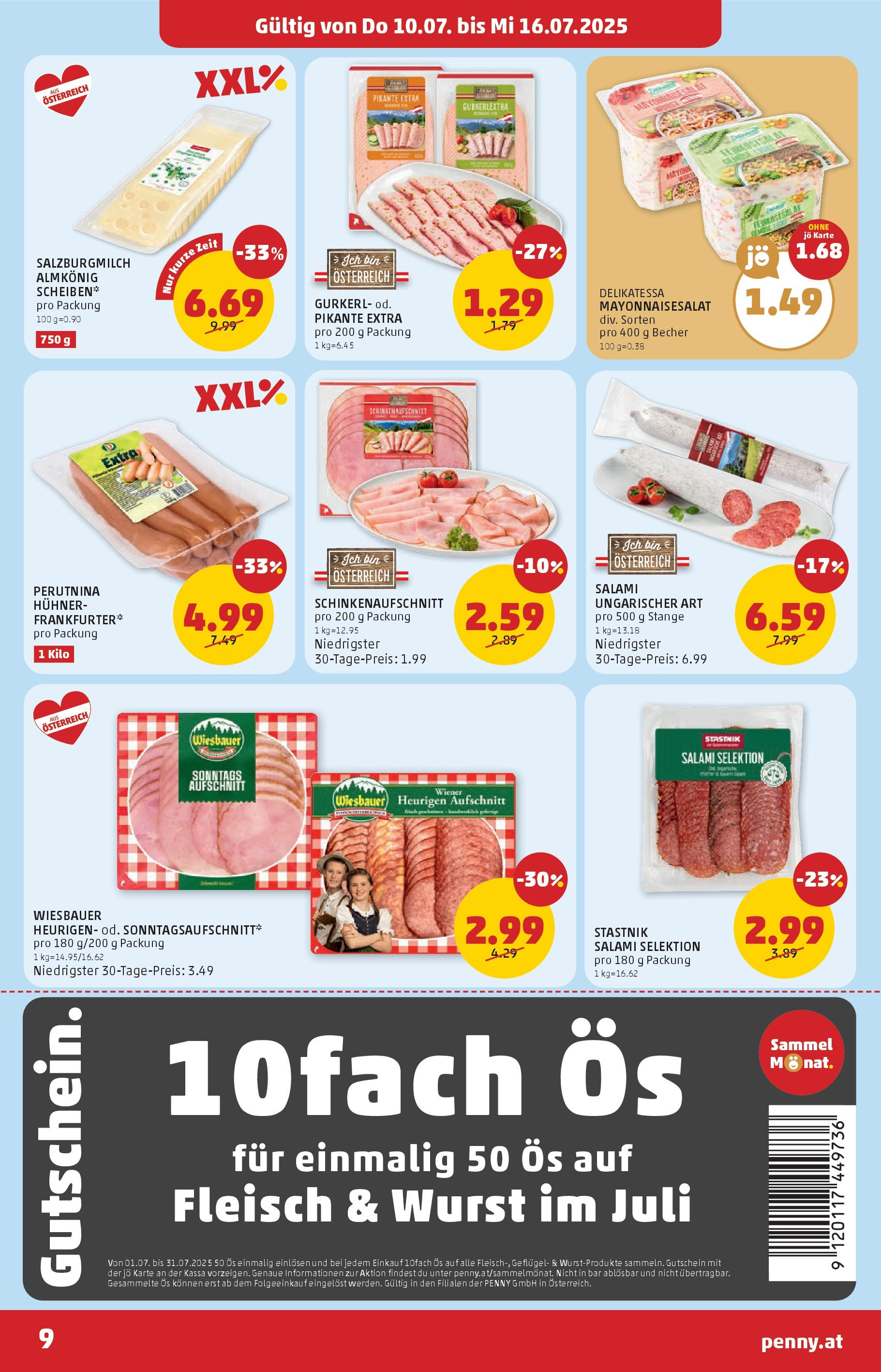 Penny Markt Flugblatt ab (10.07.2025) - Angebote, Prospekt | Seite: 9 | Produkte: Wurst, Salami
