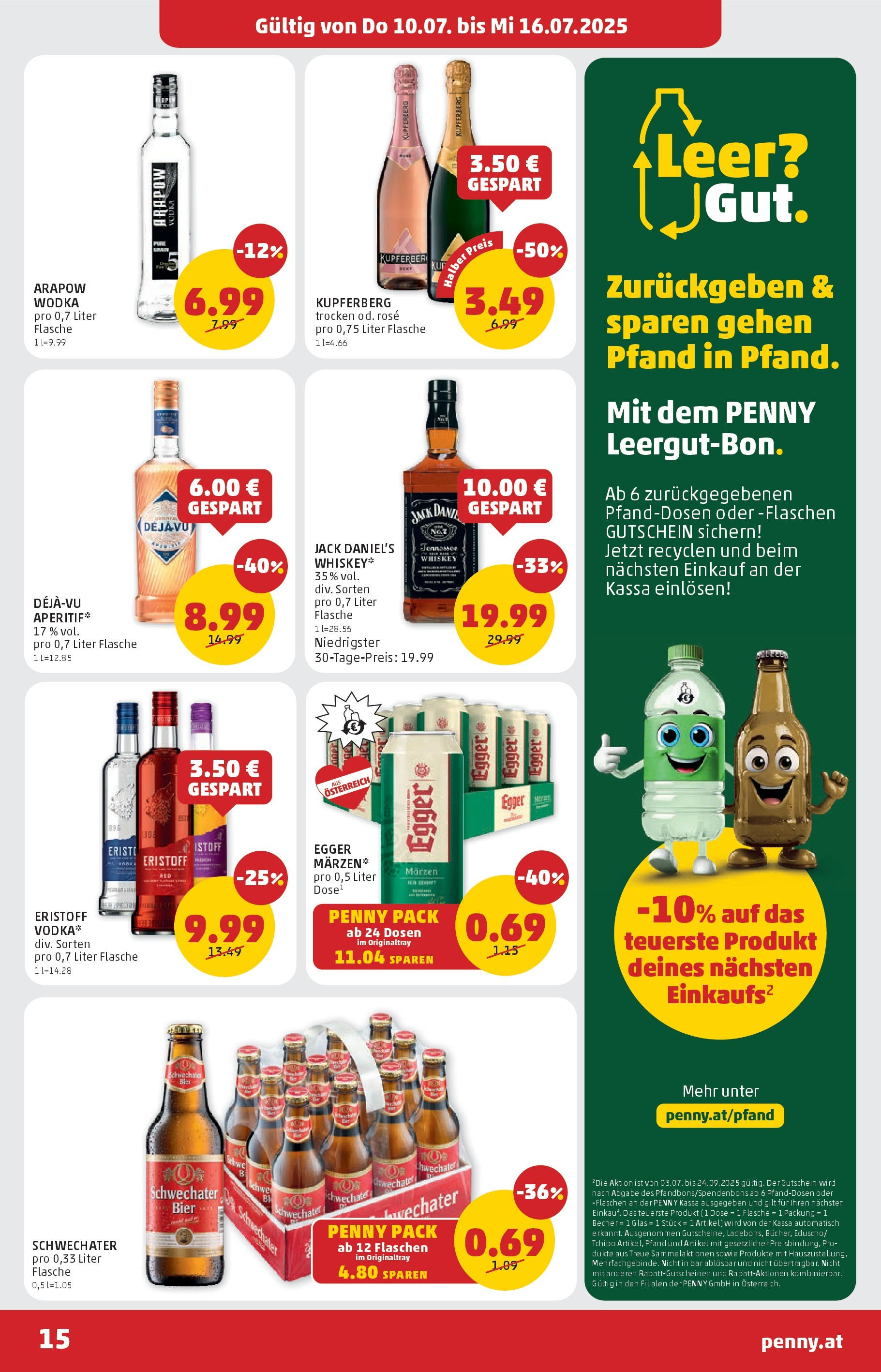 Penny Markt Flugblatt ab (10.07.2025) - Angebote, Prospekt | Seite: 15 | Produkte: Wodka, Whiskey, Bier