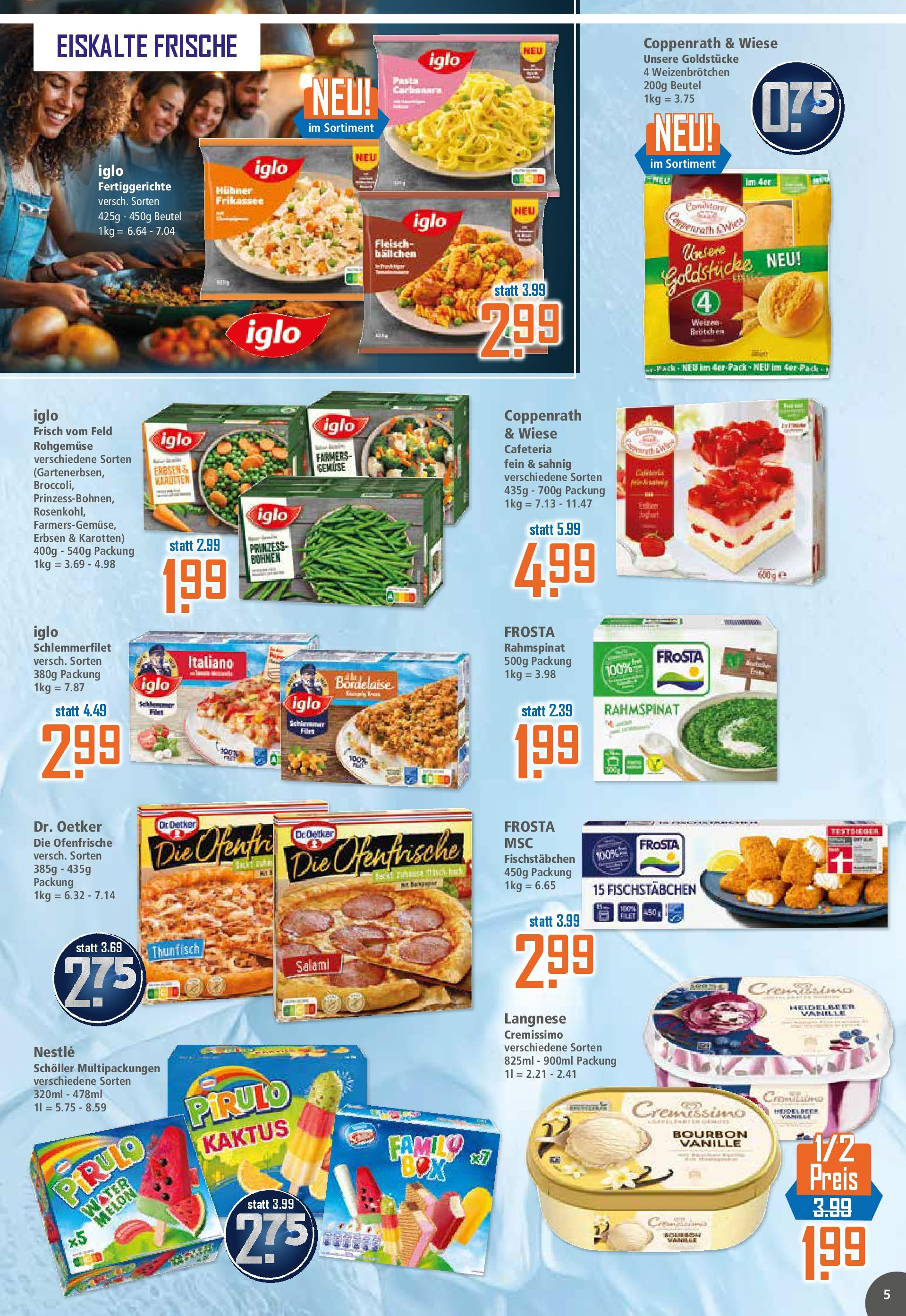 Klaas & Kock - K+K: Wochenangebote (ab 13.07.2025) zum Blättern | Seite: 5 | Produkte: Langnese, Ofenfrische, Gemüse, Pasta