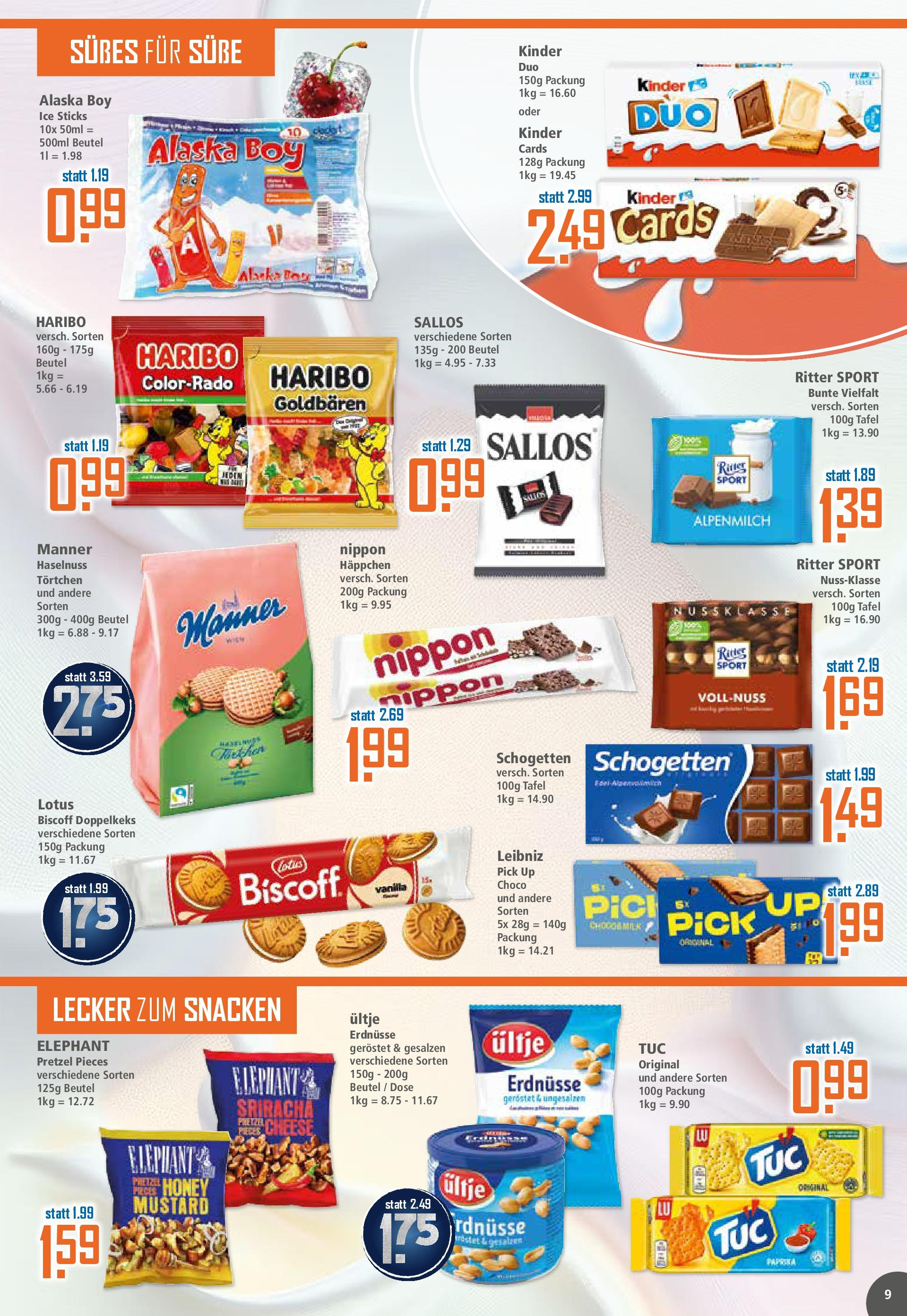 Klaas & Kock - K+K: Wochenangebote (ab 13.07.2025) zum Blättern | Seite: 9 | Produkte: Erdnüsse, Ritter sport, Paprika, Schogetten