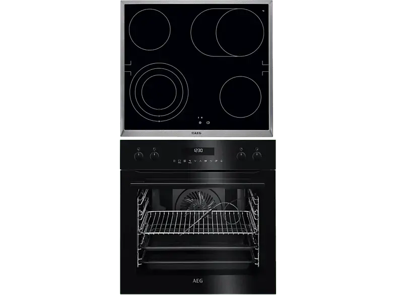 AEG EPS635220B 8000 AssistedCooking, Herdset inkl. Herdgesteuerten Kochfeld (Strahlungsheizungskochfeld, A+, 71 l)