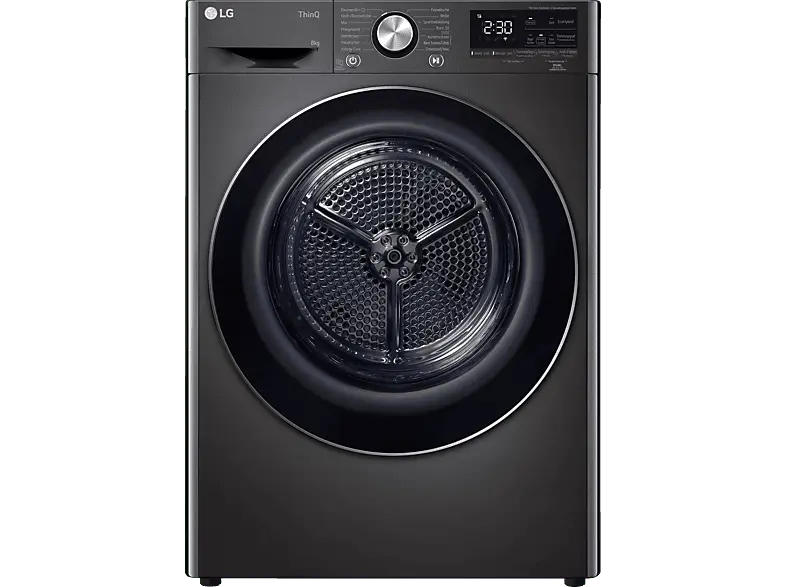LG Electronics RT80V9B Wärmepumpentrockner (8 kg, C, 62 dB(A)), Schwarz)