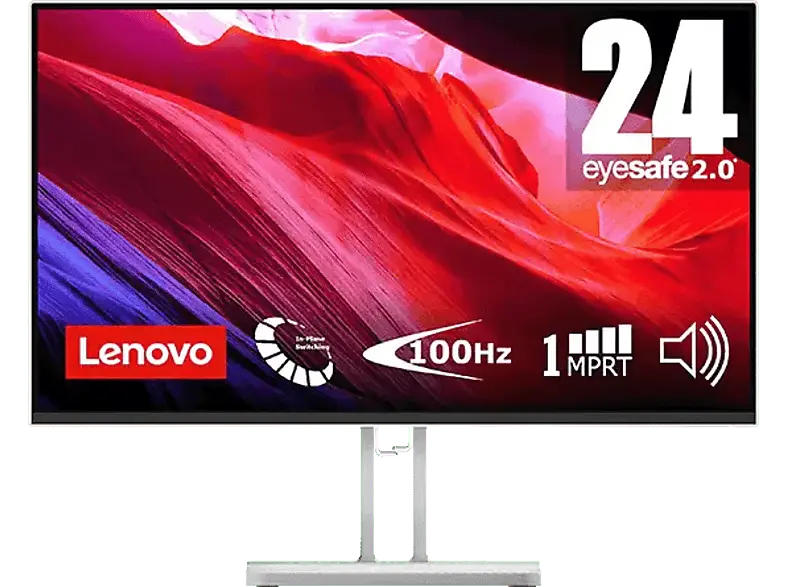 LENOVO L24i-4B 23,8 Zoll Monitor, Full-HD, 1 ms Reaktionszeit, 250 cd/m², 100 Hz, Cloud Grey