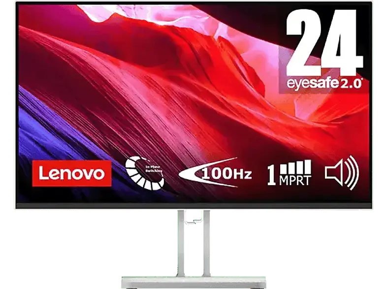 LENOVO L24i-4B 23,8 Zoll Monitor, Full-HD, 1 ms Reaktionszeit, 250 cd/m², 100 Hz, Cloud Grey