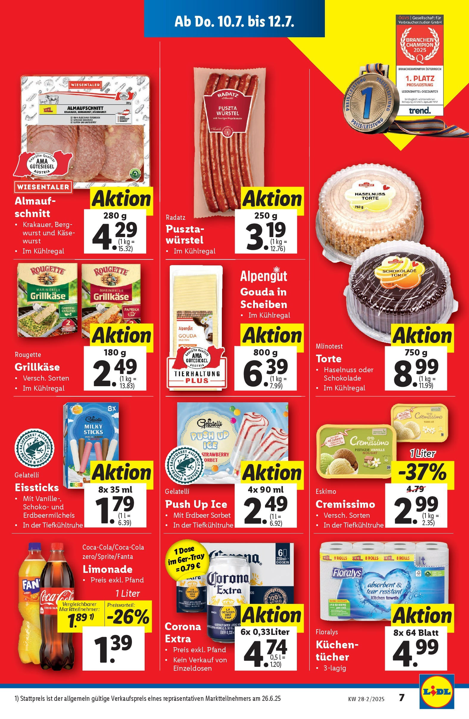 Lidl - Lidl: Flugblatt in deiner Nähe ab 09.07.2025 - Angebote ab donnerstag | Seite: 9 | Produkte: Wurst, Käse, Eier, Schokolade