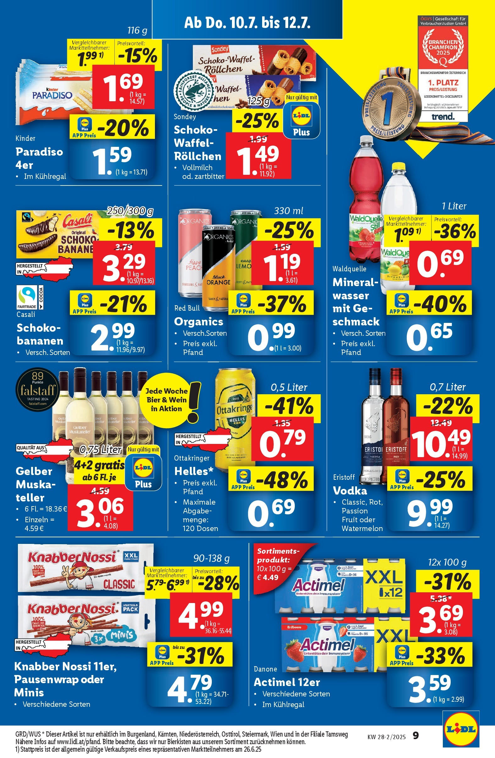 Lidl - Lidl: Flugblatt in deiner Nähe ab 09.07.2025 - Angebote ab donnerstag | Seite: 11 | Produkte: Wasser, Wein, Bier, Bananen