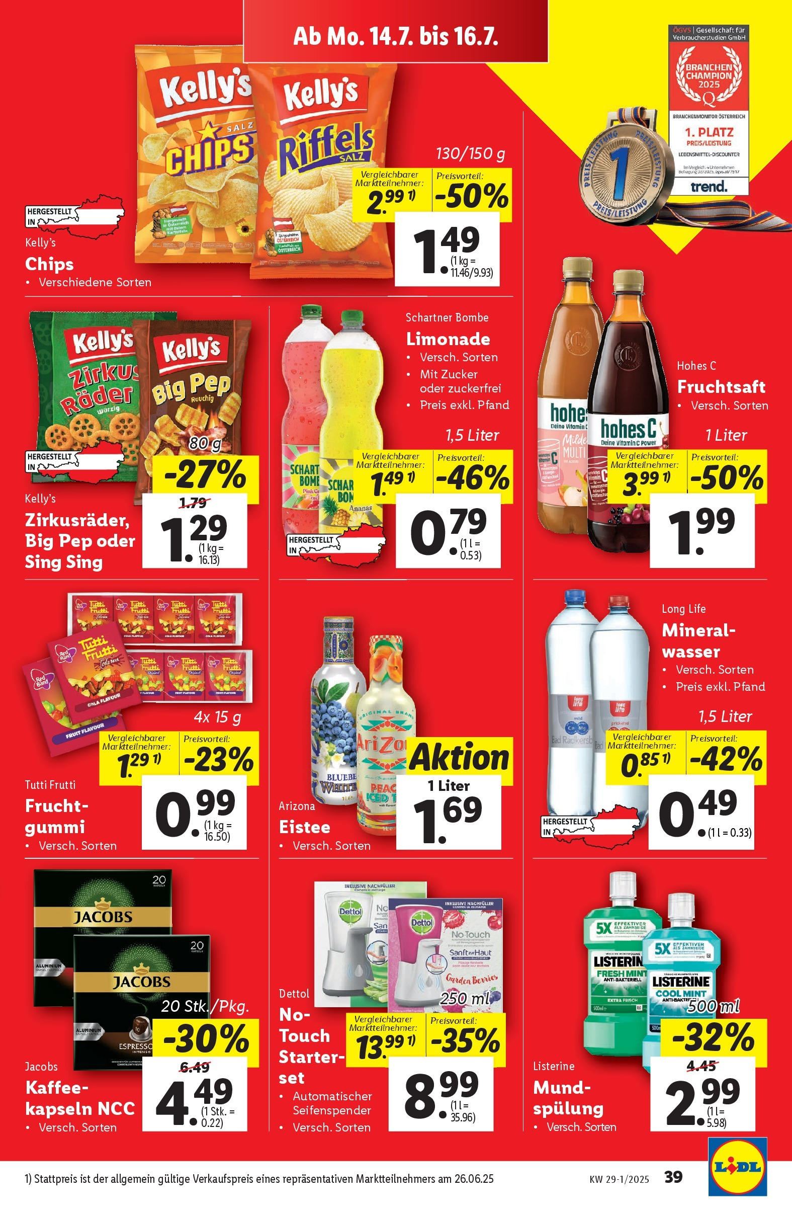 Lidl - Lidl: Flugblatt in deiner Nähe ab 09.07.2025 - Angebote ab donnerstag | Seite: 45 | Produkte: Wasser, Zucker, Bad, Kaffee