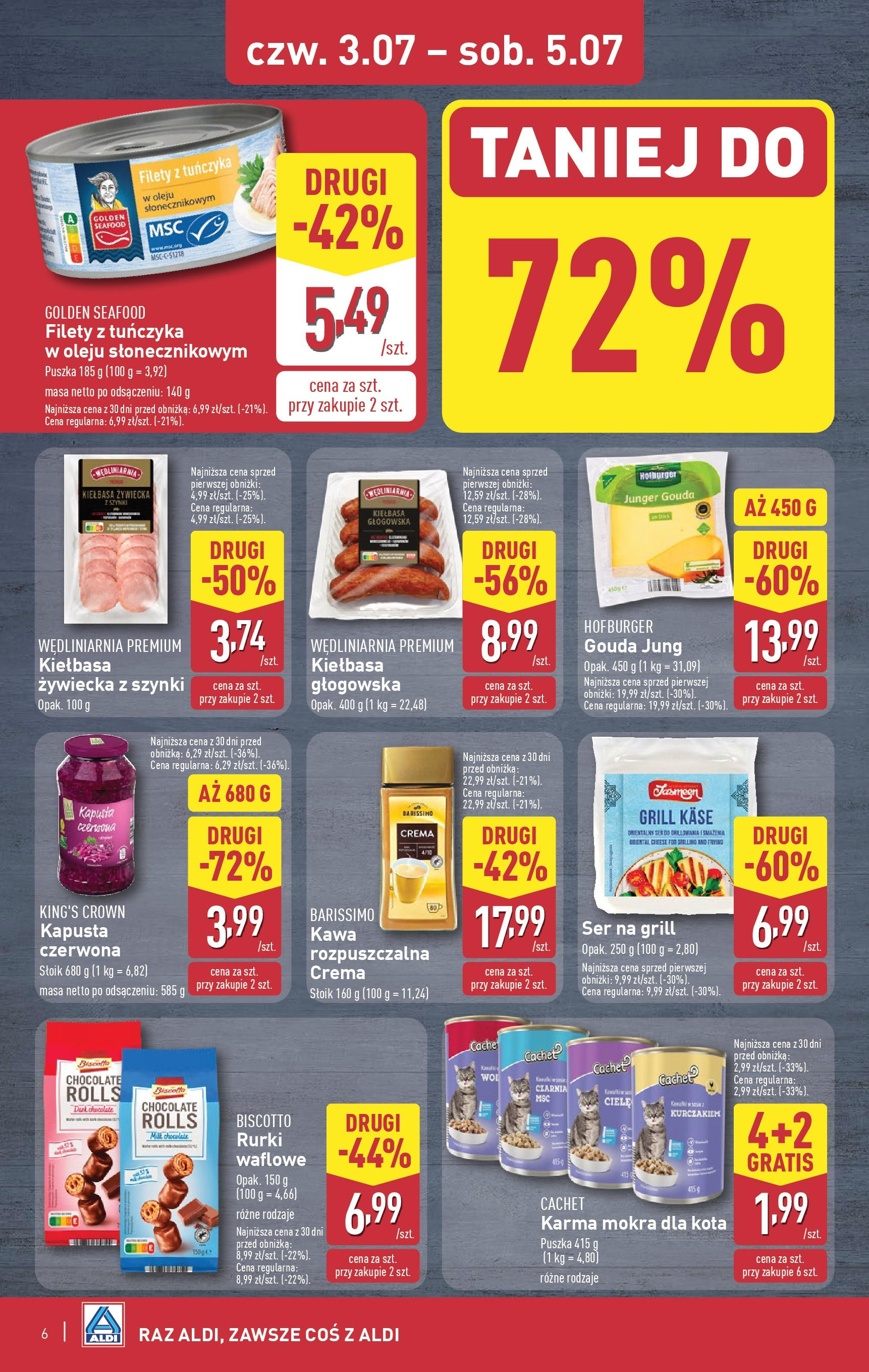 Aldi Gazetka - Okazje na weekend od 03.07.2025 - Ulotka PDF, promocje | Strona: 6 | Produkty: Kiełbasa, Grill, Ser, Rurki waflowe