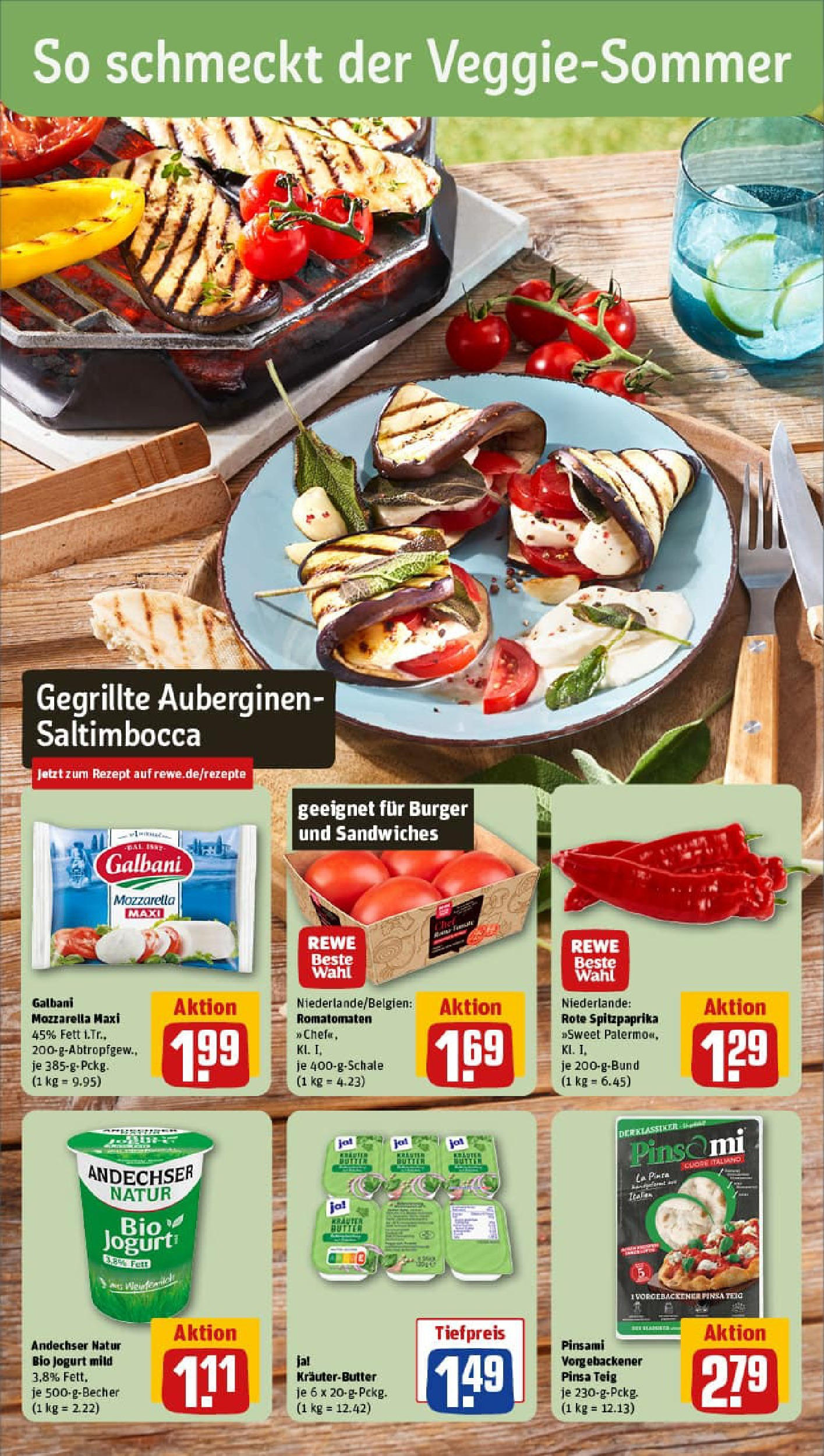 REWE Prospekt ab 06.07.2025 zum Blättern » Angebote | Seite: 4 | Produkte: Mozzarella, Burger, Kräuterbutter