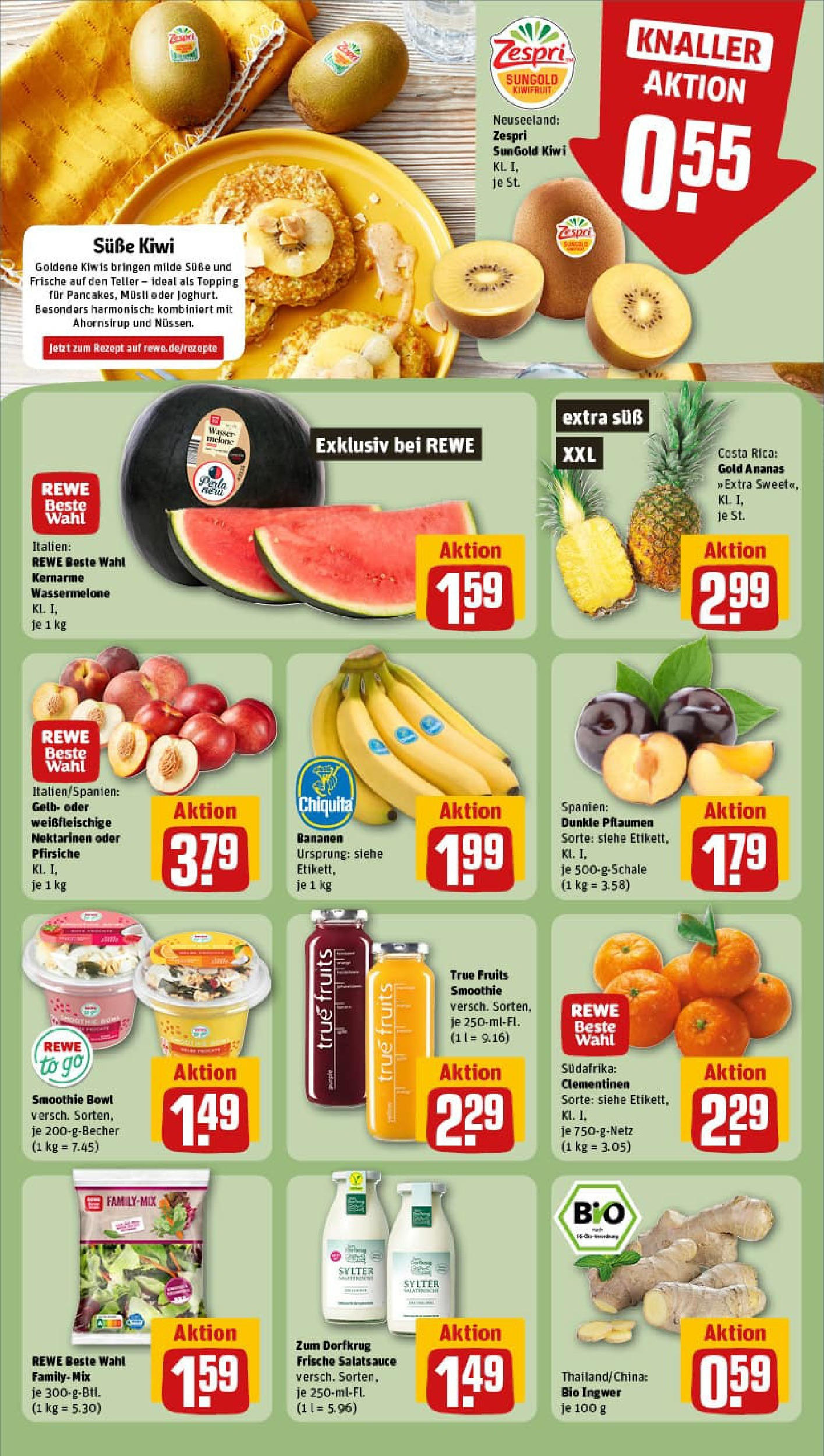 REWE Prospekt ab 06.07.2025 zum Blättern » Angebote | Seite: 6 | Produkte: Musli, Dressing, Wassermelone, Kiwi