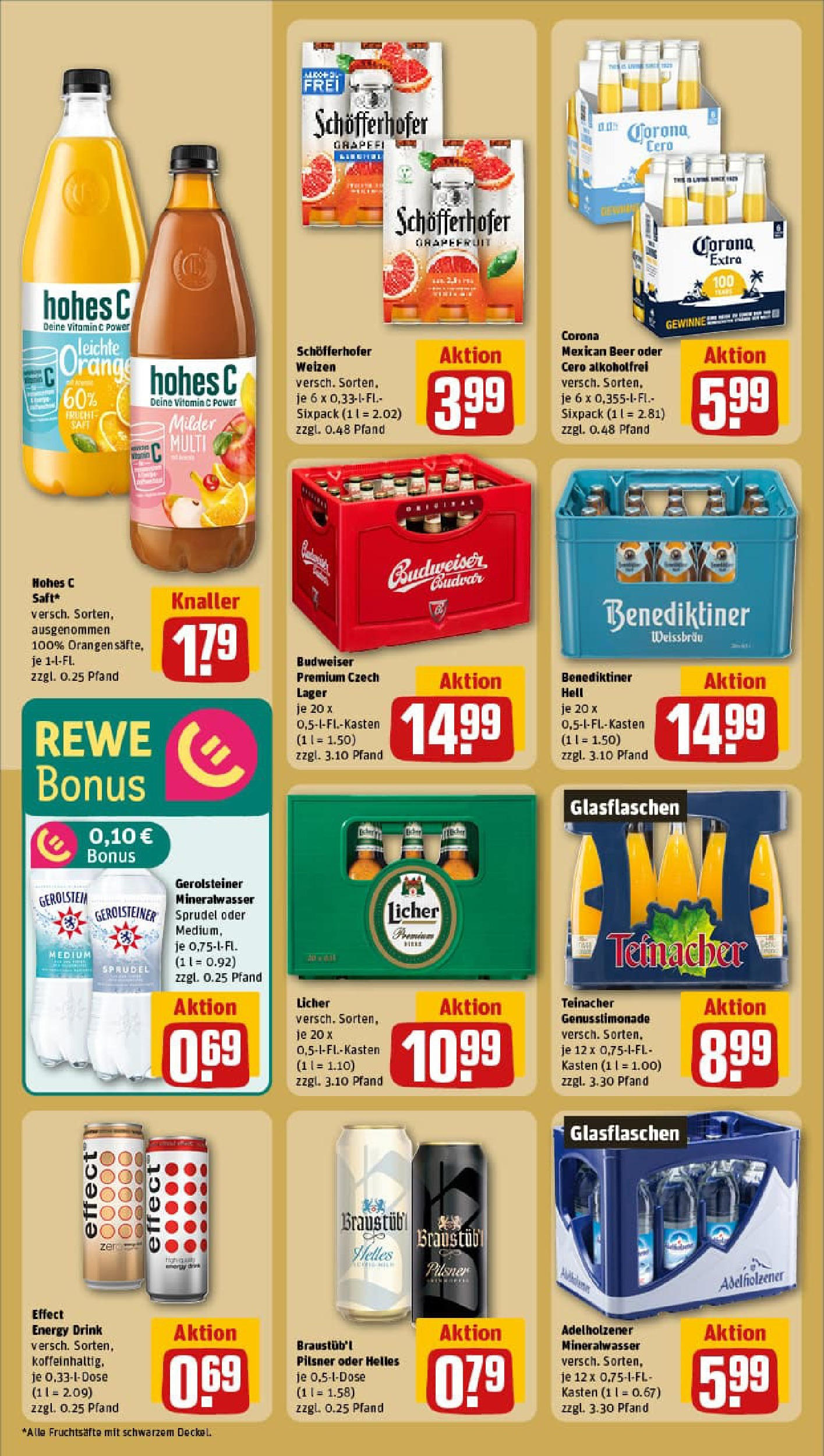 REWE Prospekt ab 06.07.2025 zum Blättern » Angebote | Seite: 16 | Produkte: Energy, Mineralwasser, Benediktiner hell, Budweiser