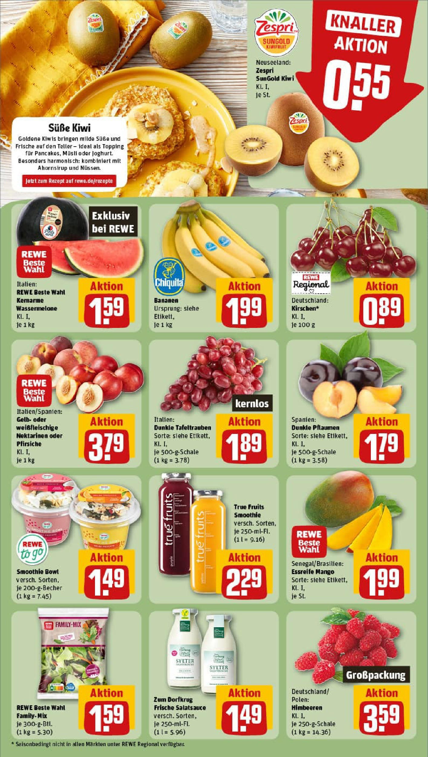 REWE Prospekt ab 06.07.2025 zum Blättern » Angebote | Seite: 6 | Produkte: Musli, Himbeeren, Pflaumen, Mango