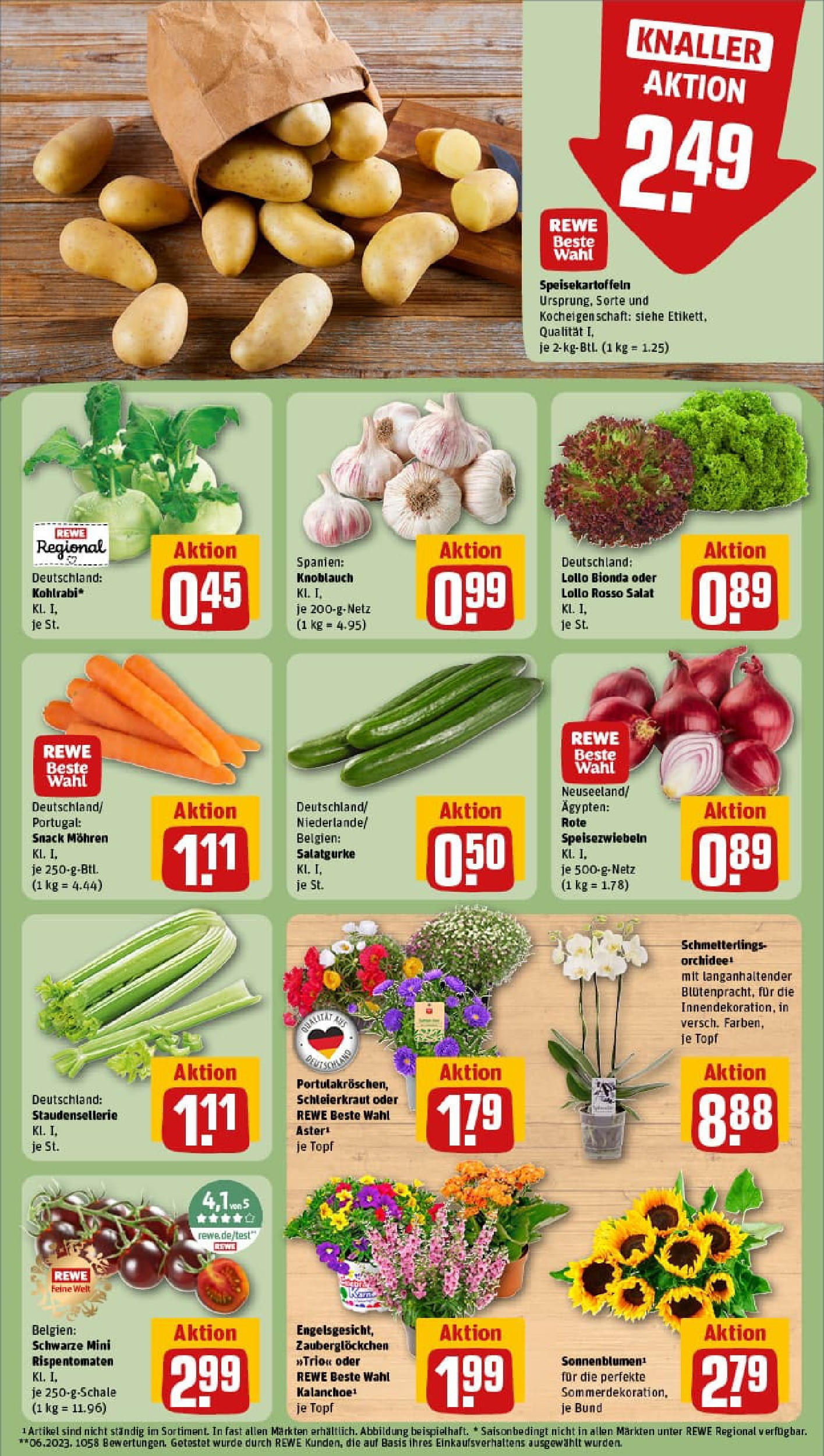 REWE Prospekt ab 06.07.2025 zum Blättern » Angebote | Seite: 7 | Produkte: Kohlrabi, Mohren, Knoblauch, Salat