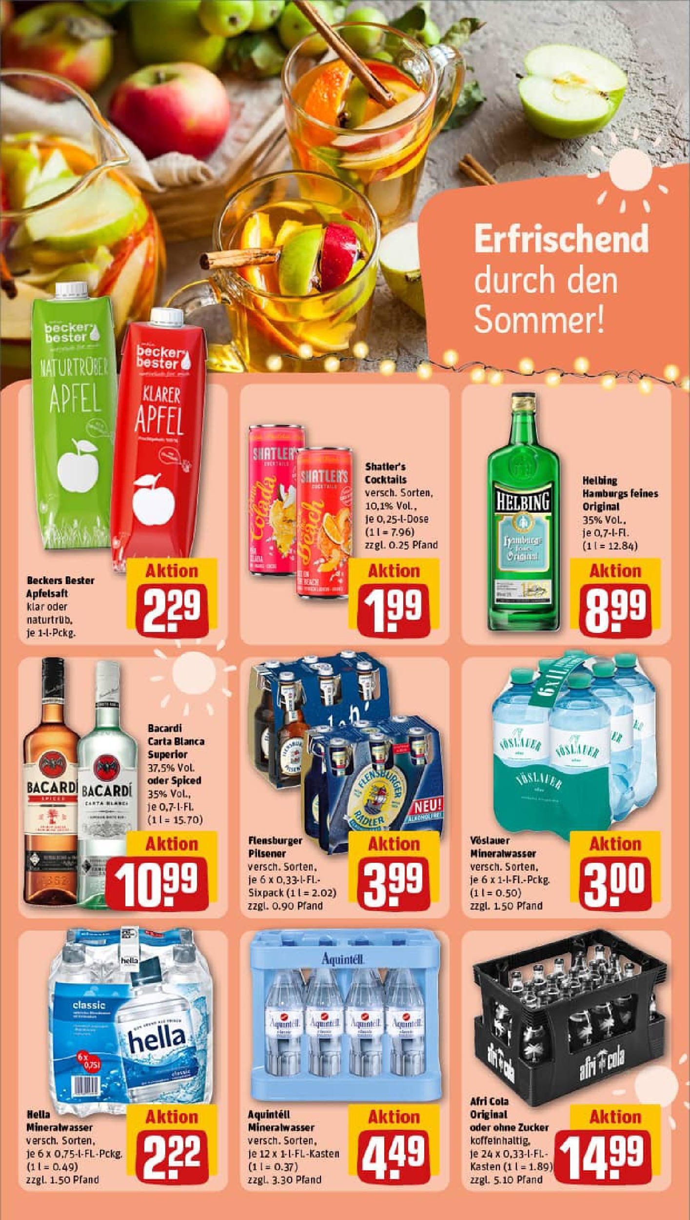 REWE Prospekt ab 06.07.2025 zum Blättern » Angebote | Seite: 15 | Produkte: Bacardi, Äpfel, Apfelsaft, Flensburger