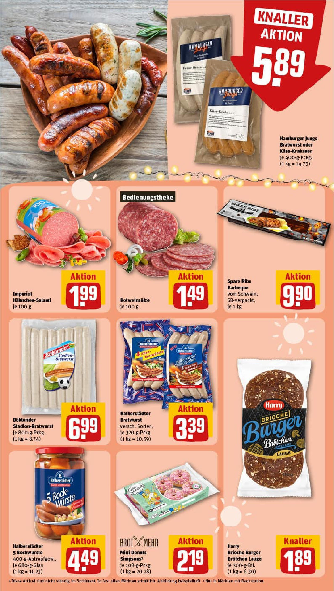 REWE Prospekt ab 06.07.2025 zum Blättern » Angebote | Seite: 17 | Produkte: Bratwurst, Burger, Donuts, Brot