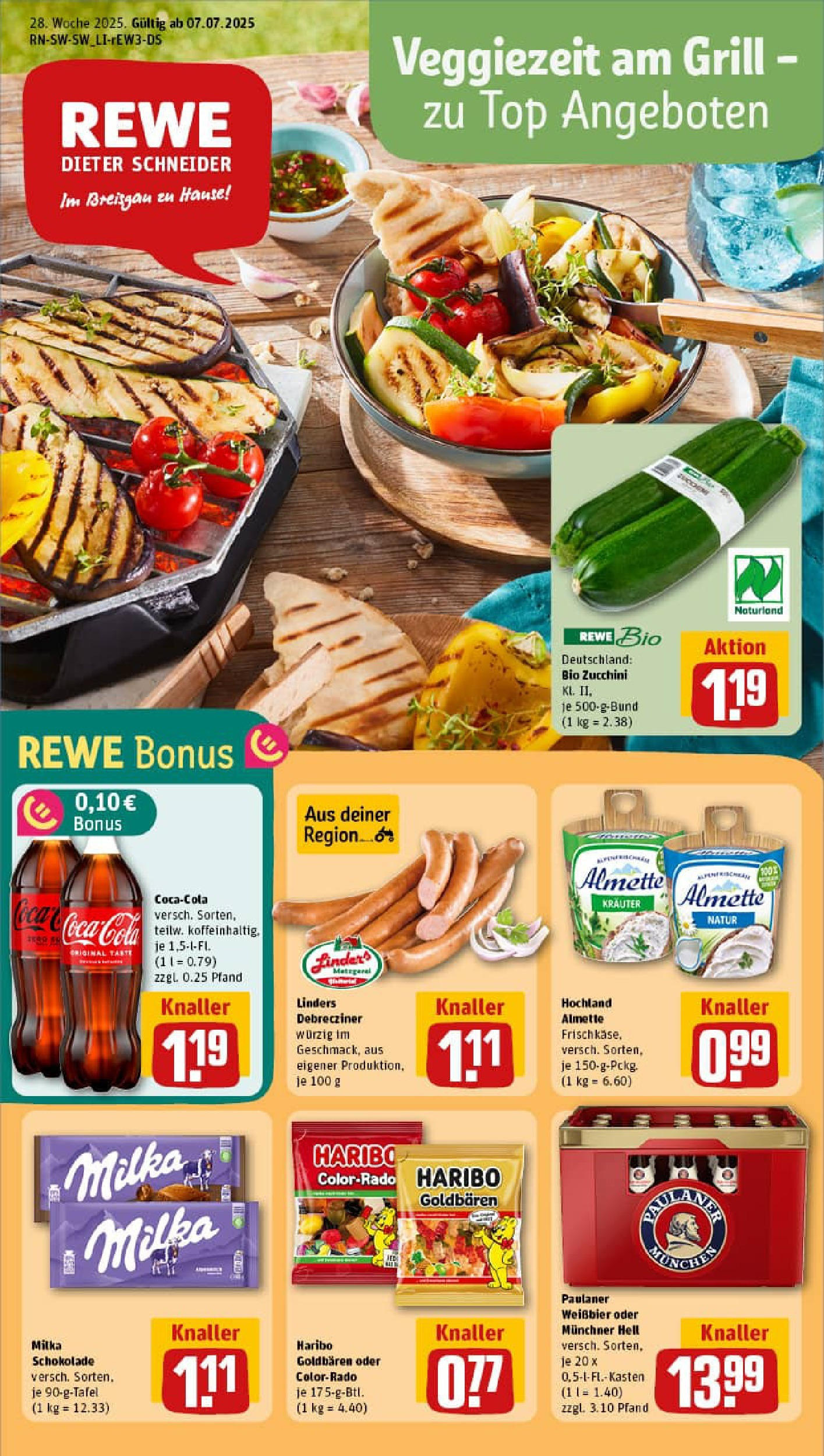 REWE Prospekt ab 06.07.2025 zum Blättern » Angebote | Seite: 1 | Produkte: Coca cola, Schokolade, Milka, Paulaner