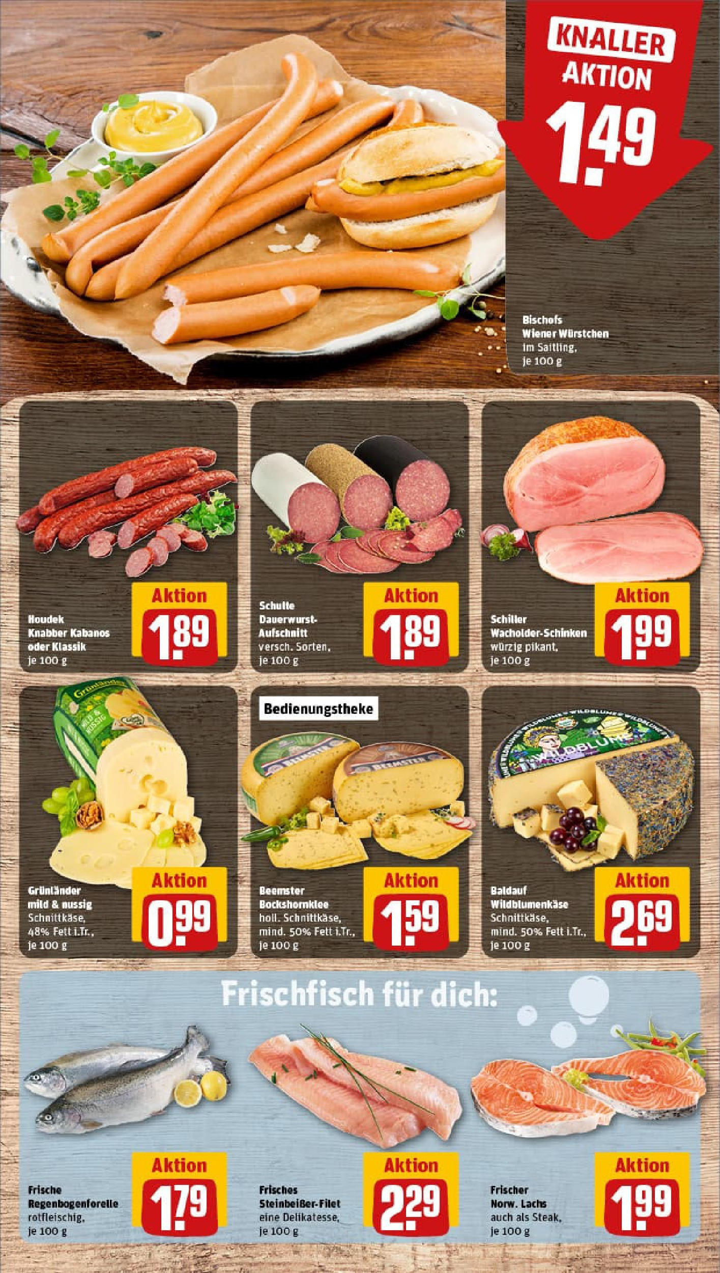 REWE Prospekt ab 06.07.2025 zum Blättern » Angebote | Seite: 9 | Produkte: Wiener wurstchen, Lachs, Grunlander