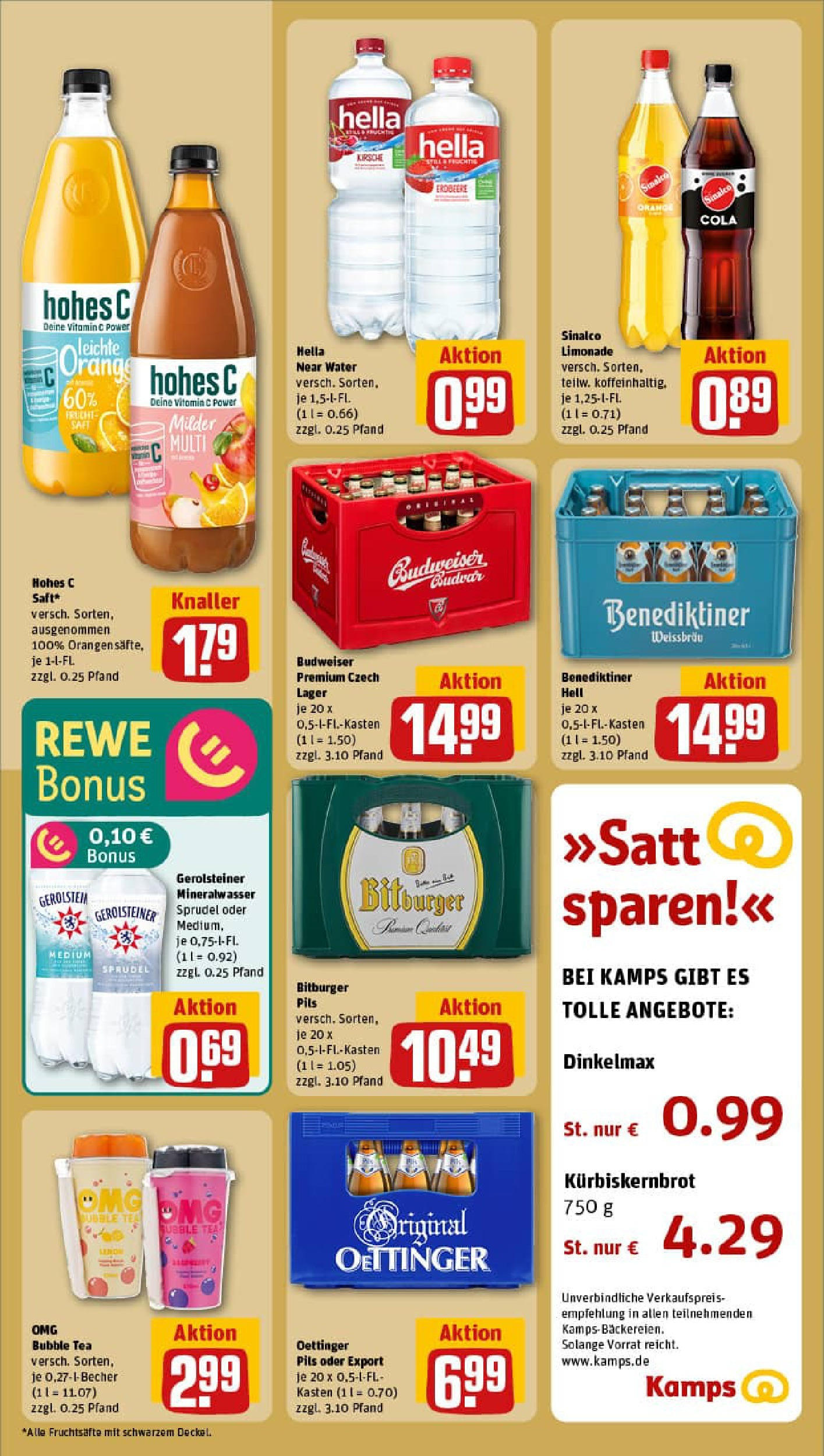 REWE Prospekt ab 06.07.2025 zum Blättern » Angebote | Seite: 16 | Produkte: Bitburger, Limonade, Mineralwasser, Hohes c