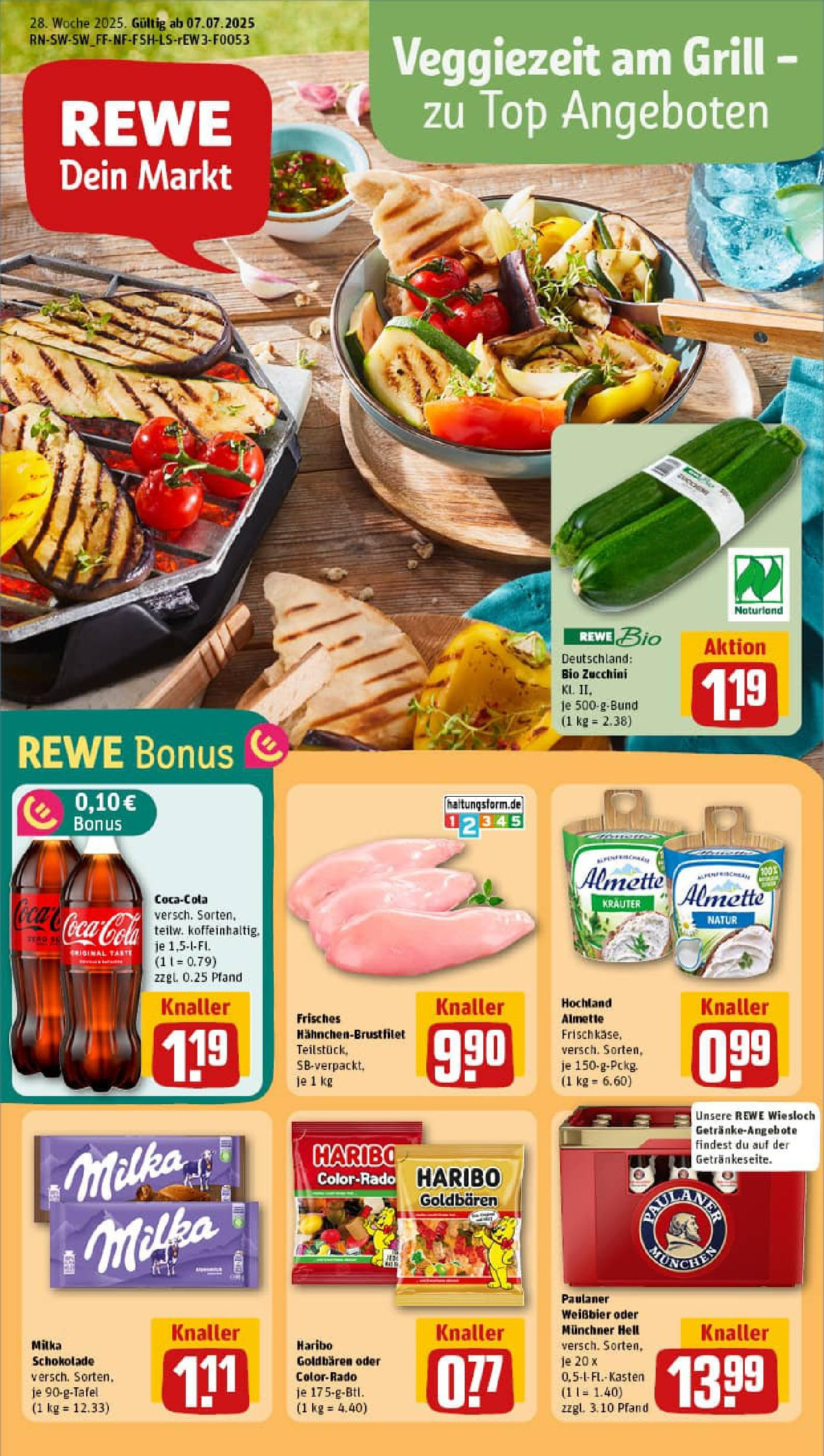 REWE Prospekt ab 06.07.2025 zum Blättern » Angebote | Seite: 1 | Produkte: Top, Milka schokolade, Weißbier, Paulaner