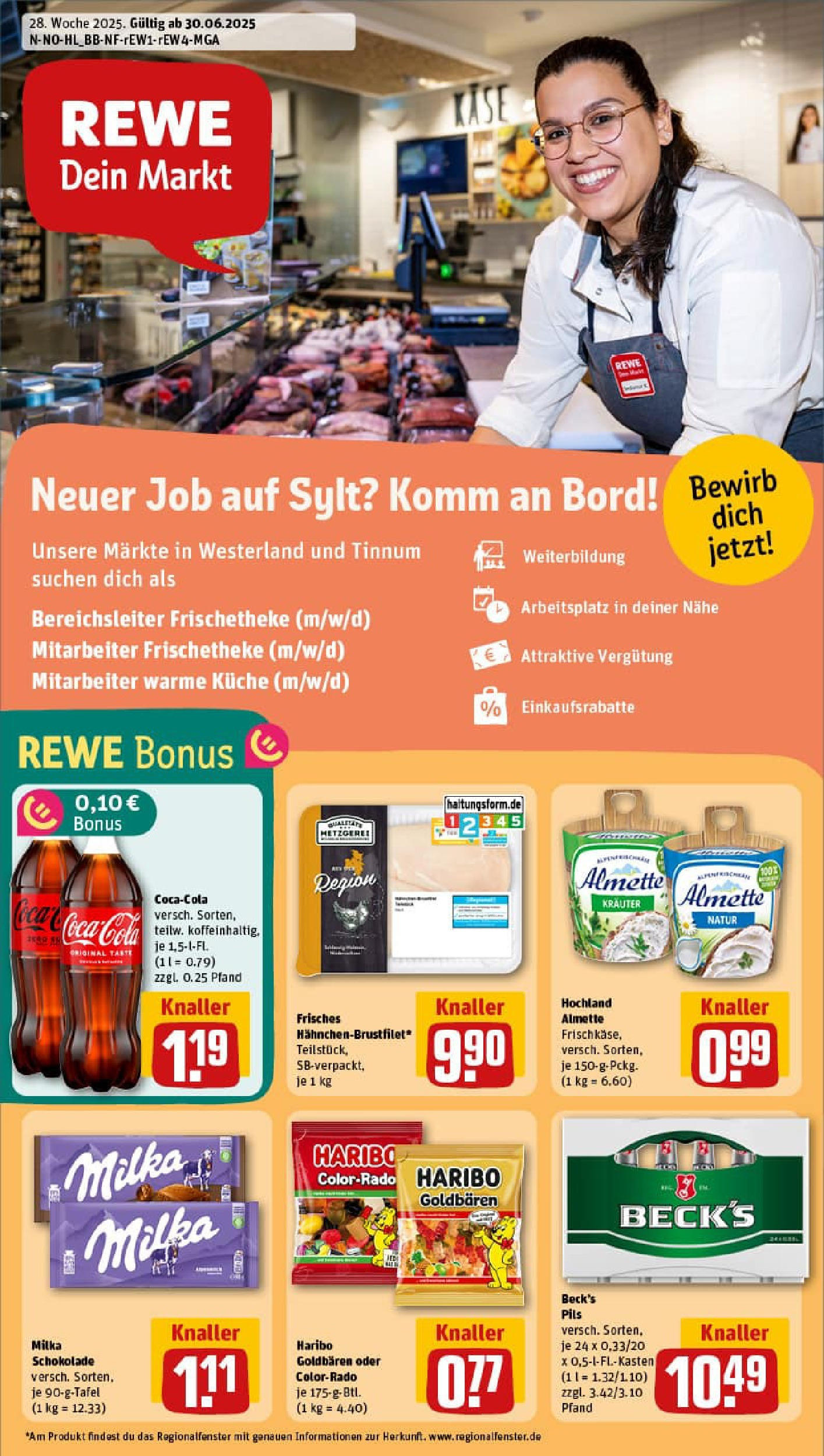 REWE Prospekt ab 06.07.2025 zum Blättern » Angebote | Seite: 1 | Produkte: Cola, Pils, Küche, Milka