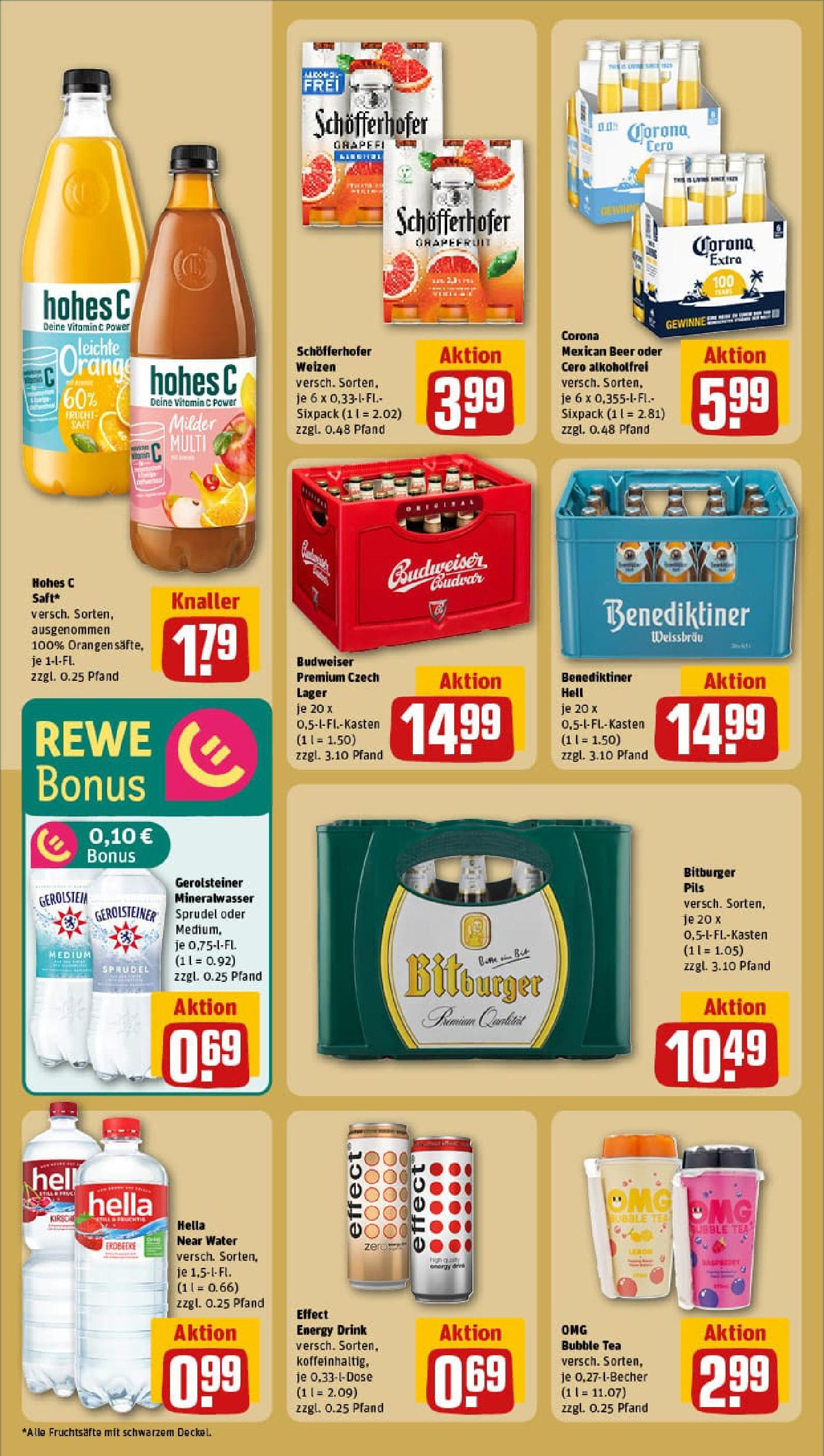 REWE Prospekt ab 06.07.2025 zum Blättern » Angebote | Seite: 16 | Produkte: Bitburger, Benediktiner hell, Hohes c, Gerolsteiner
