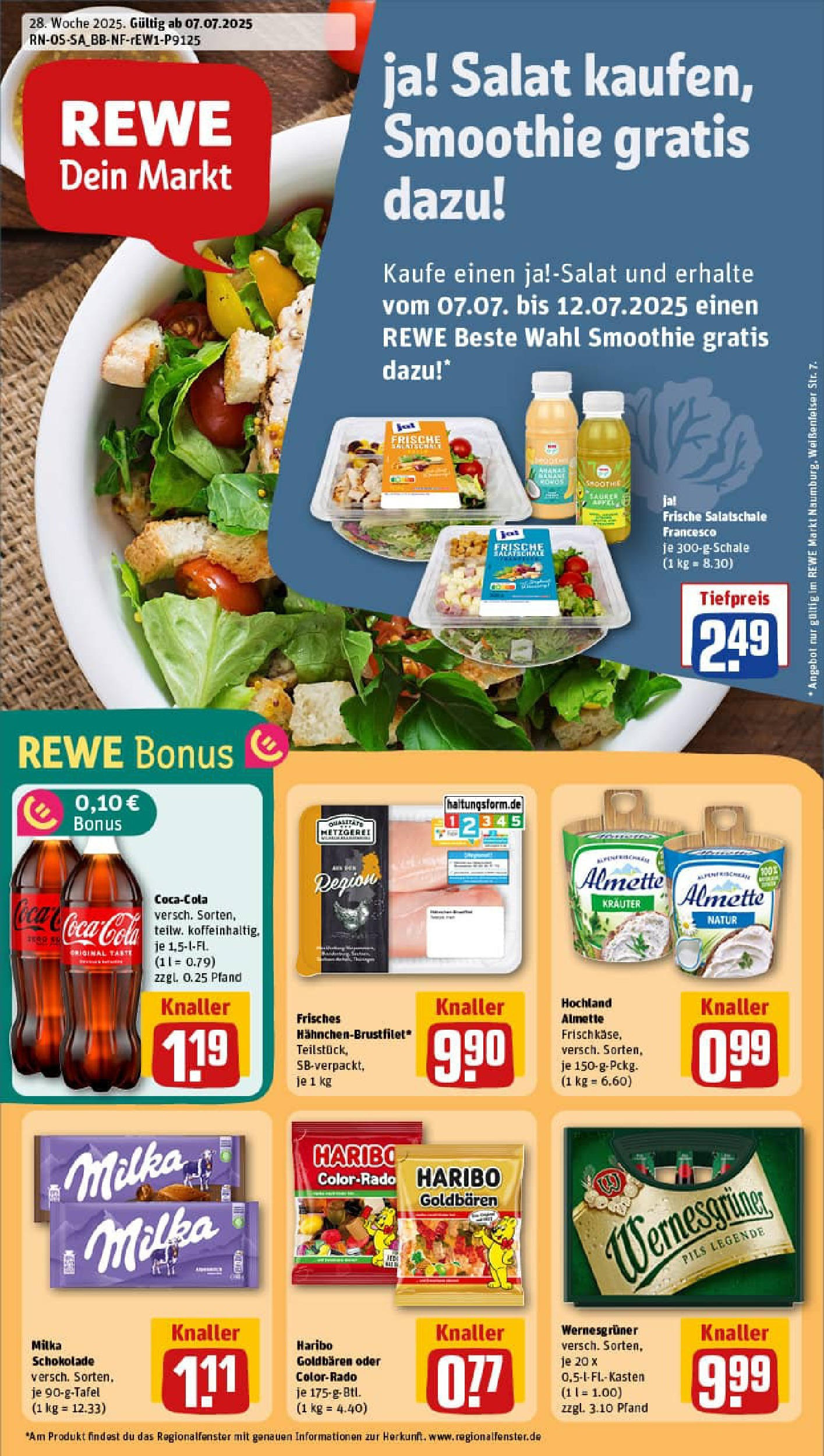 REWE Prospekt ab 06.07.2025 nächste Woche - Prospekt Naumburg Vorschau von dem Prospekt des Geschäftes Rewe, gültig ab dem 06.07.2025