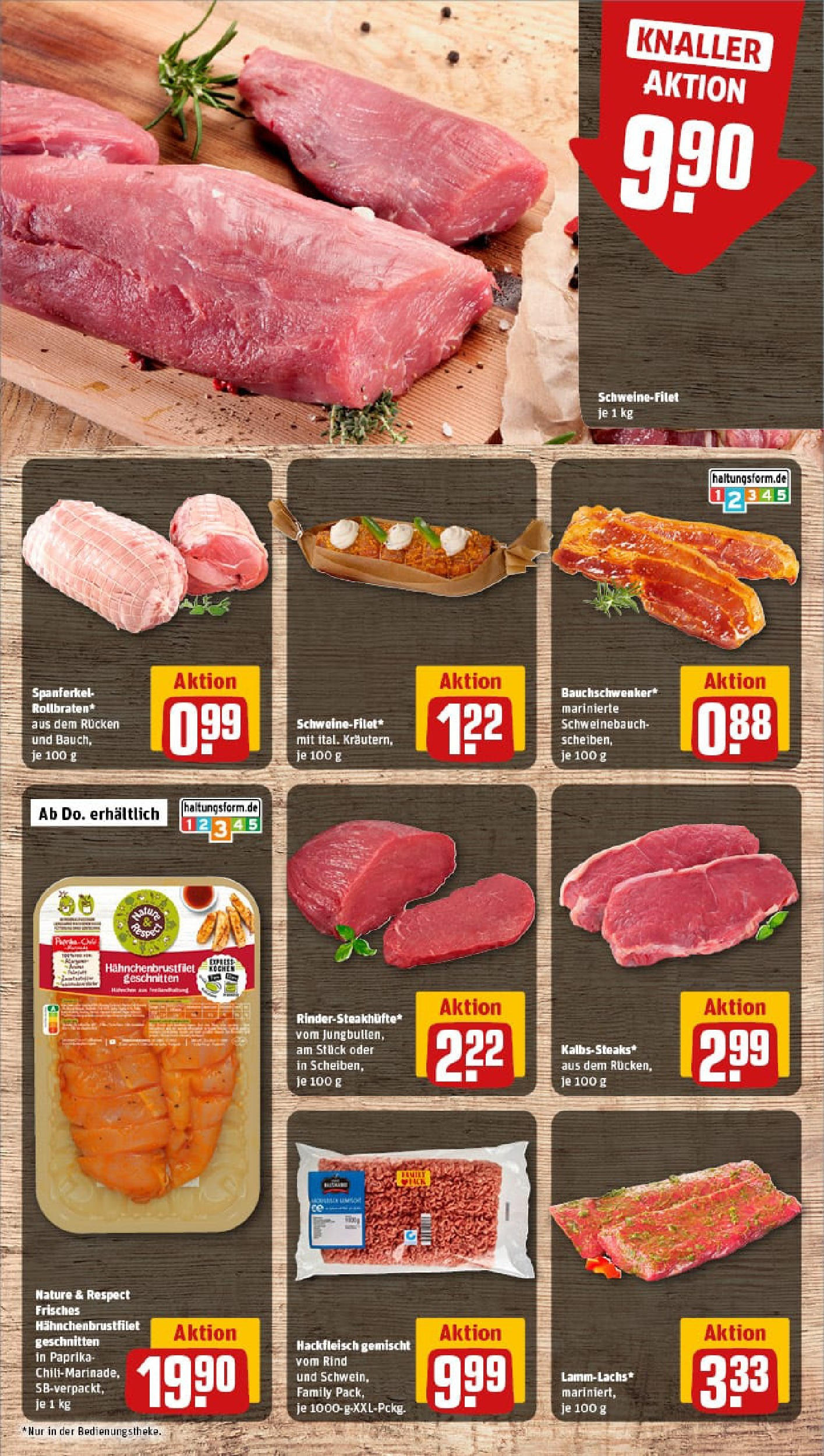 REWE Prospekt ab 06.07.2025 zum Blättern » Angebote | Seite: 8 | Produkte: Schweinebauch, Schweinefilet, Steak, Hackfleisch