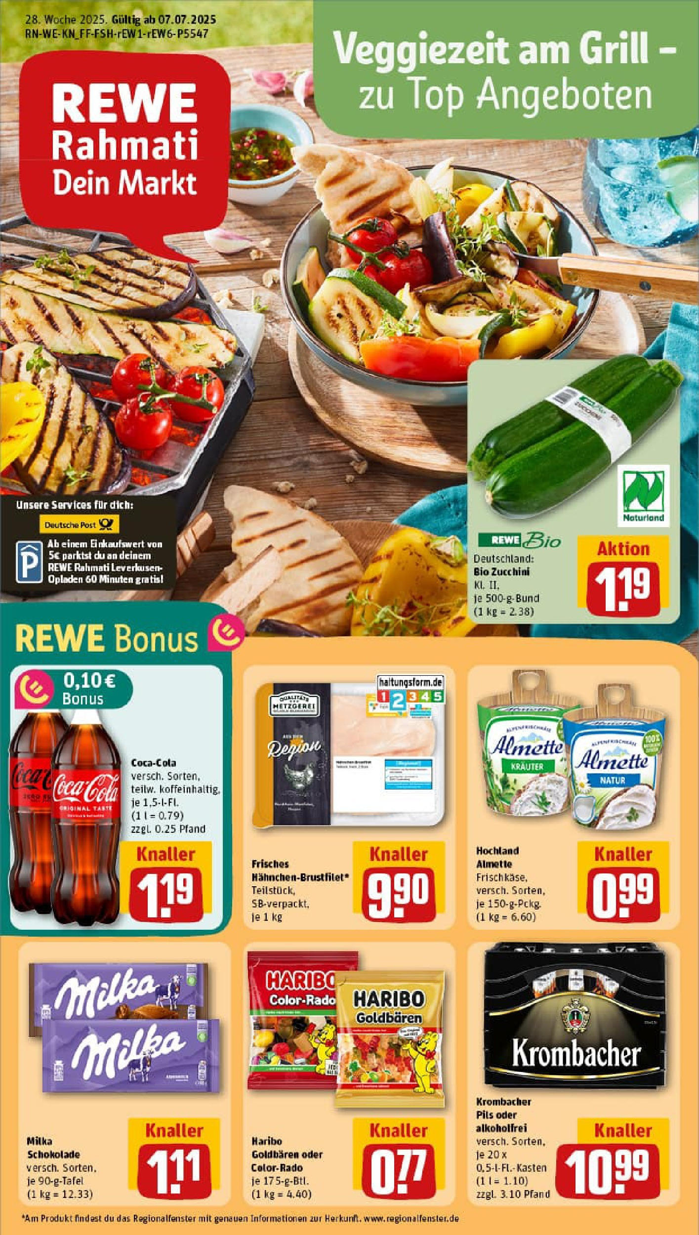 REWE Prospekt ab 06.07.2025 zum Blättern » Angebote | Seite: 1 | Produkte: Almette, Haribo, Pils, Milka