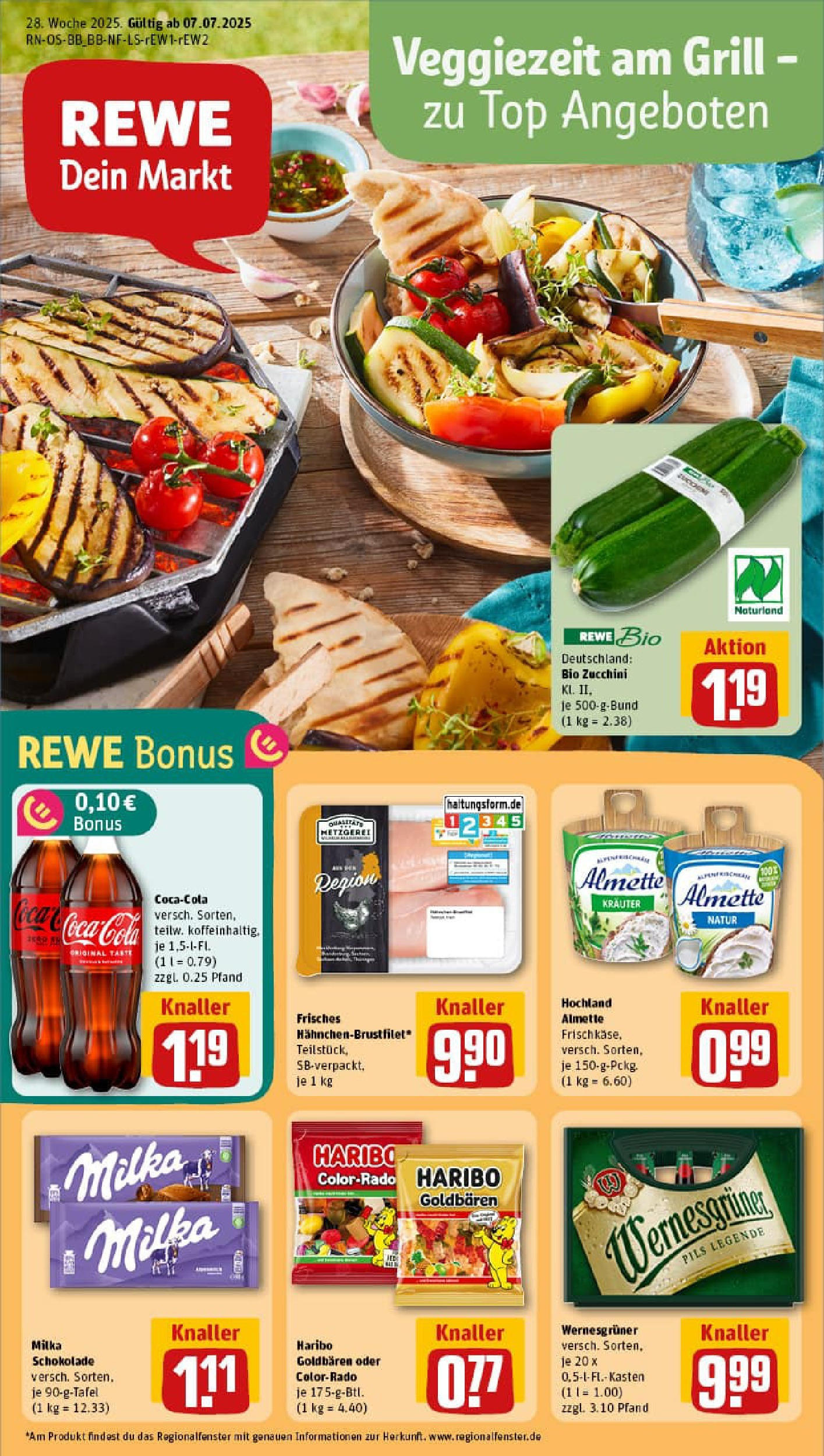 REWE Prospekt ab 06.07.2025 zum Blättern » Angebote | Seite: 1 | Produkte: Top, Almette, Cola, Milka schokolade