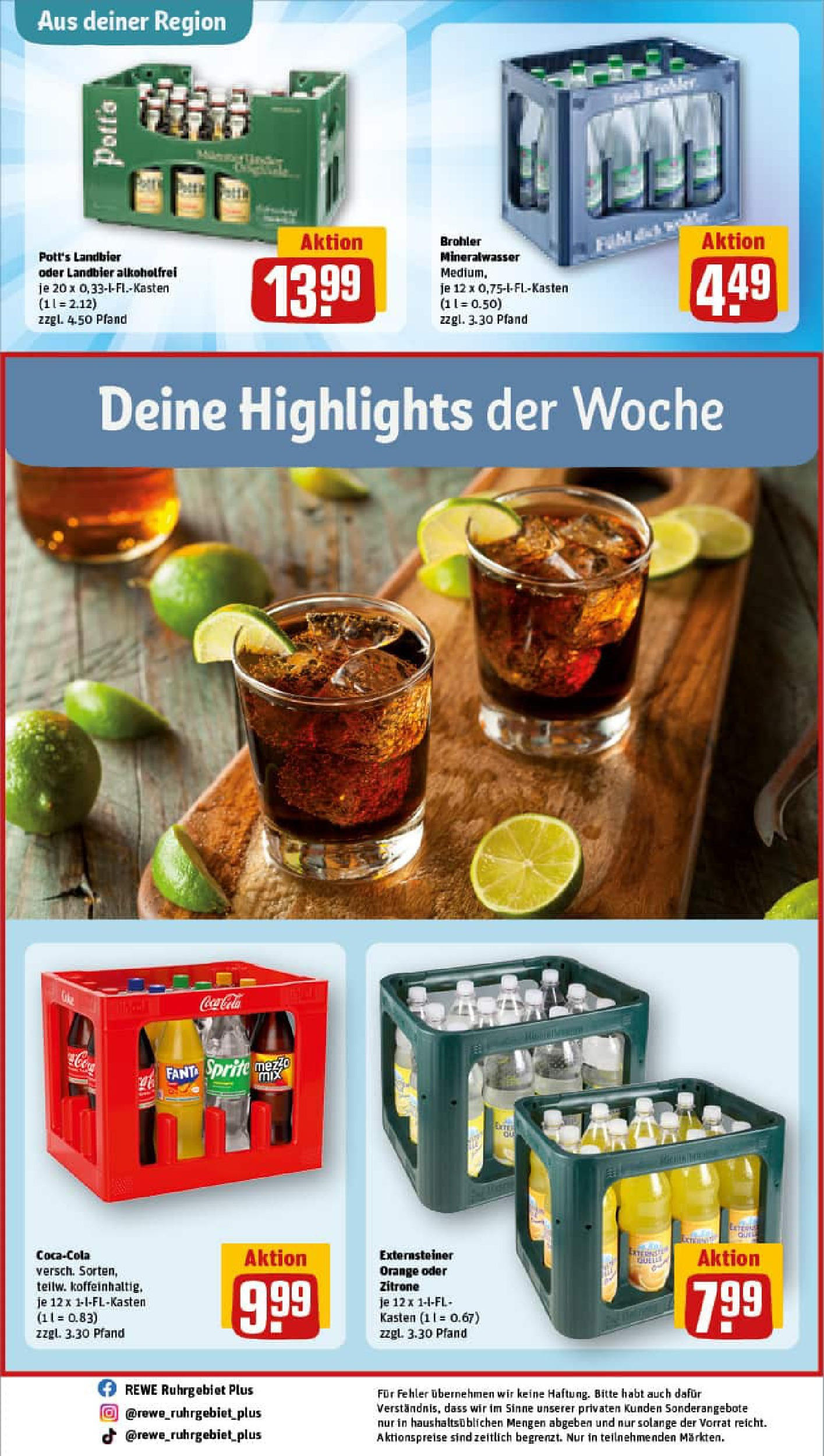 REWE Prospekt ab 06.07.2025 zum Blättern » Angebote | Seite: 32 | Produkte: Coca cola, Cola, Mineralwasser, Zitrone
