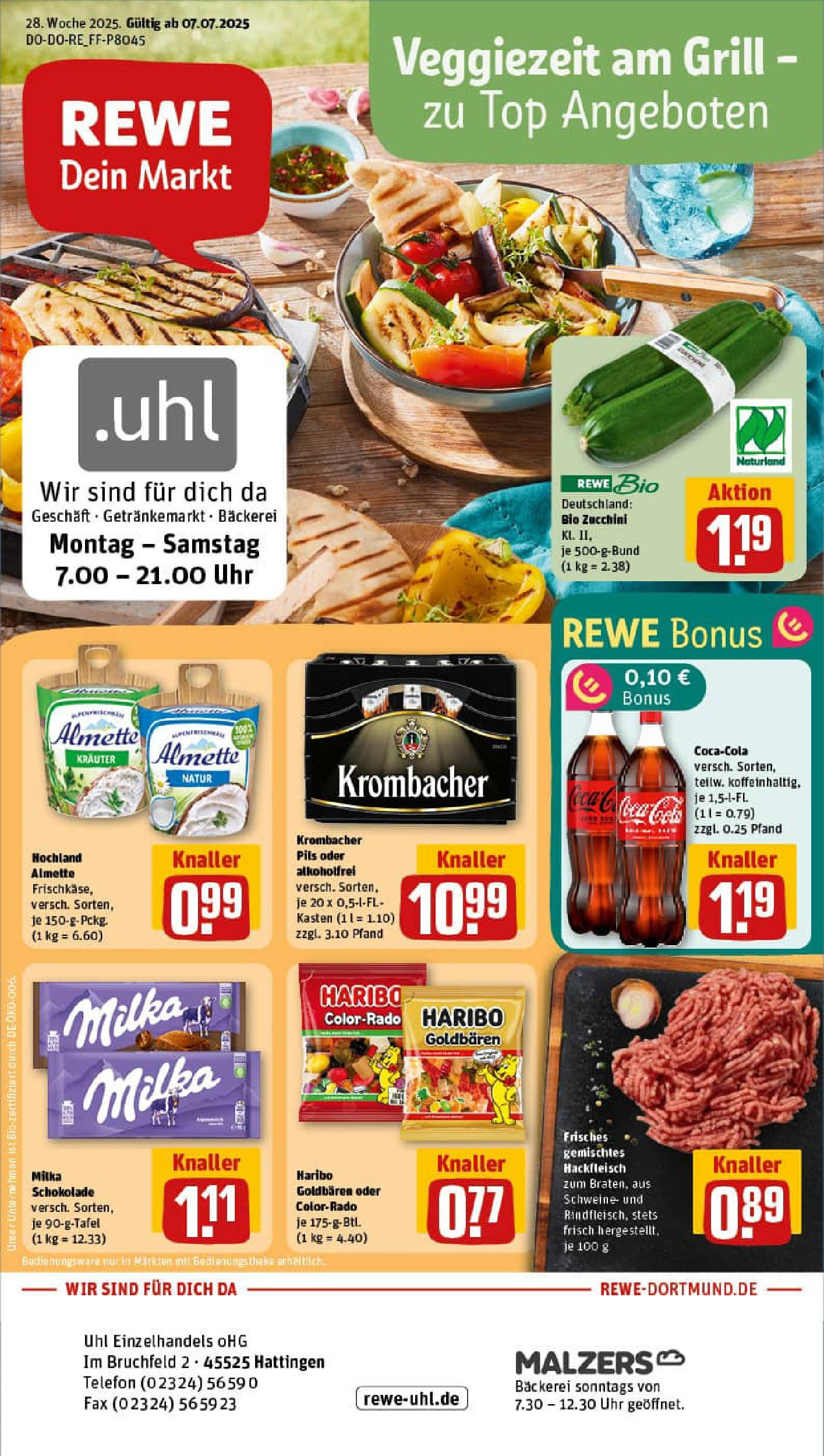 REWE Prospekt ab 06.07.2025 zum Blättern » Angebote | Seite: 1 | Produkte: Almette, Haribo, Pils, Milka