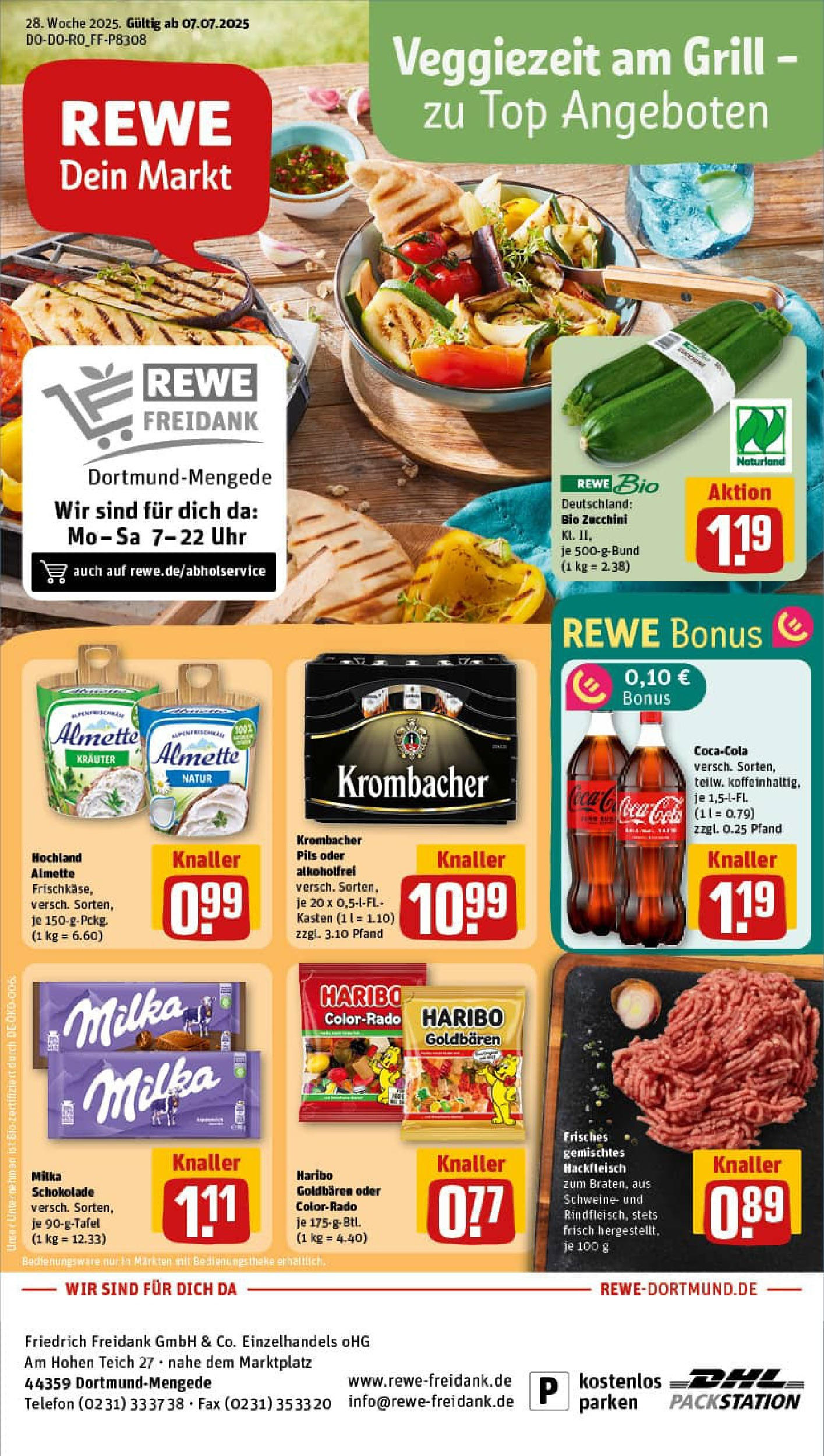 REWE Prospekt ab 06.07.2025 zum Blättern » Angebote | Seite: 1 | Produkte: Milka schokolade, Milka, Krombacher, Uhr