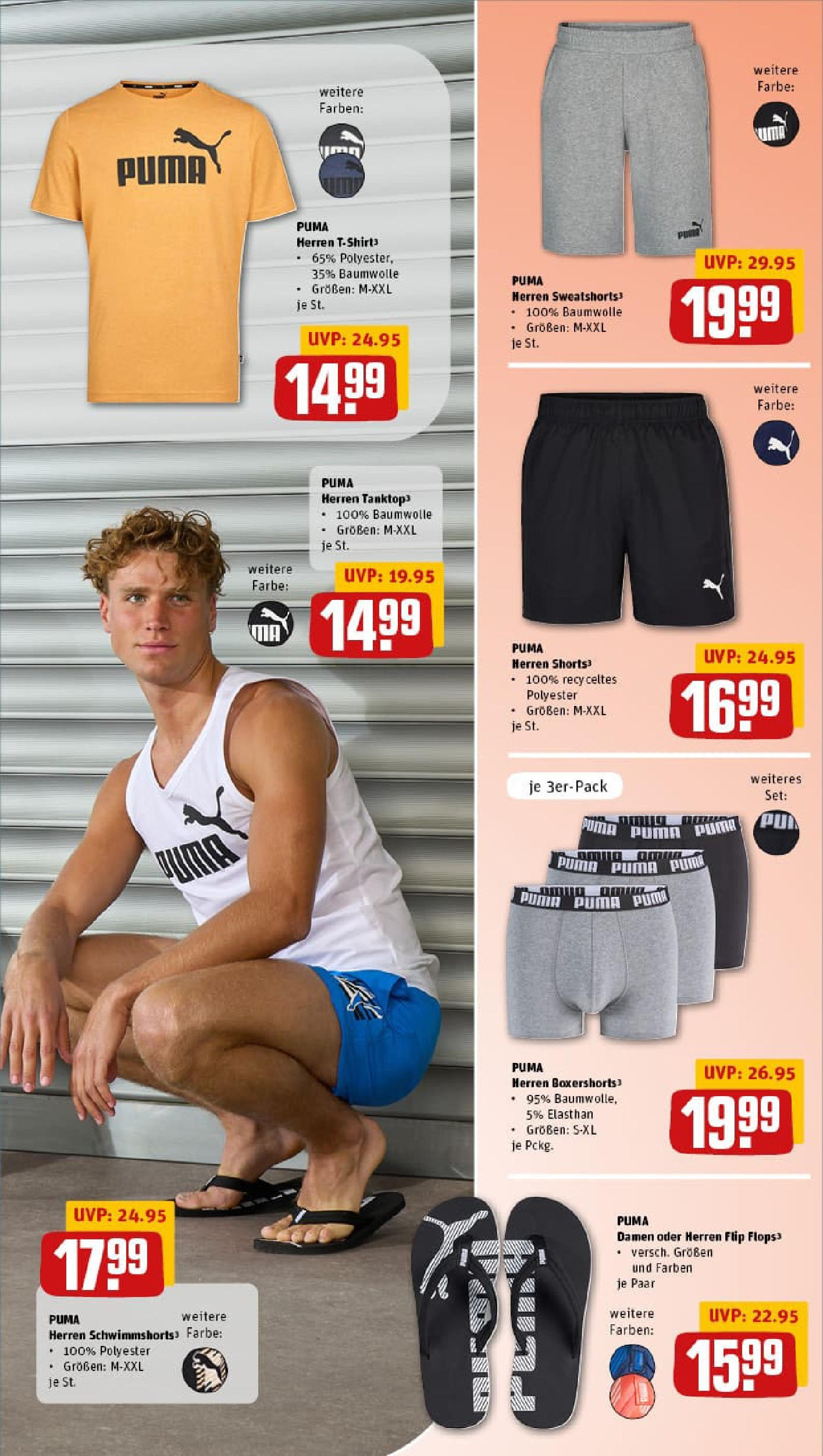REWE Prospekt ab 06.07.2025 zum Blättern » Angebote | Seite: 35 | Produkte: T-Shirt, Sweatshorts, Tanktop, Flops