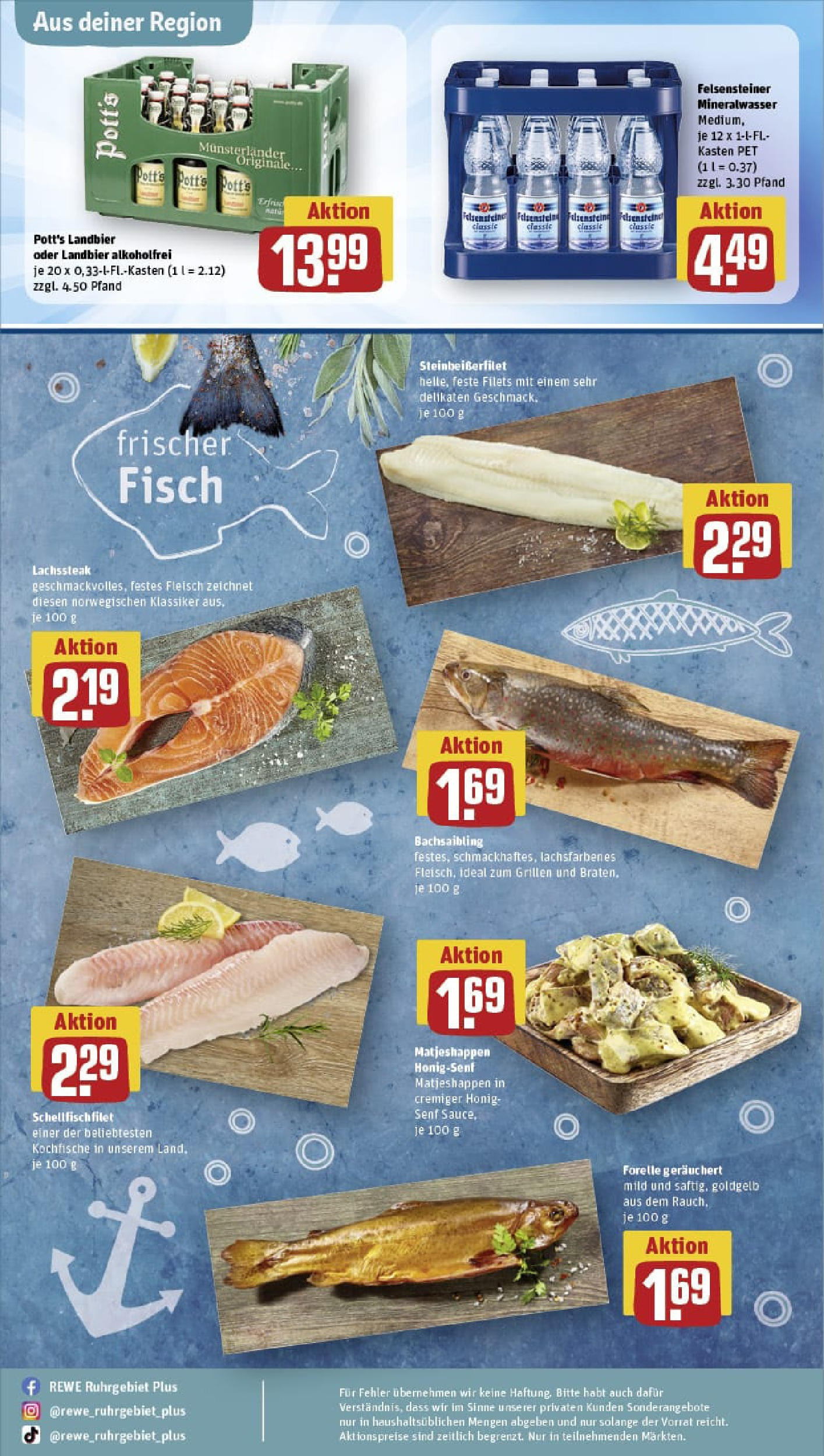 REWE Prospekt ab 06.07.2025 zum Blättern » Angebote | Seite: 32 | Produkte: Mineralwasser, Fisch, Steak, Fleisch