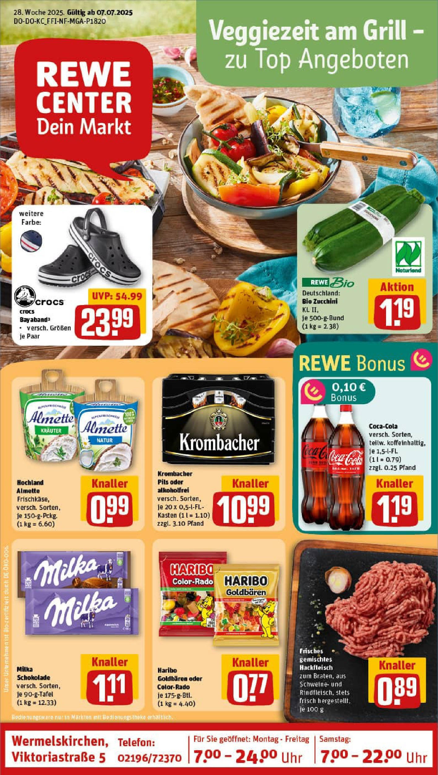 REWE Prospekt ab 06.07.2025 zum Blättern » Angebote | Seite: 1 | Produkte: Cola, Theke, Milka schokolade, Milka