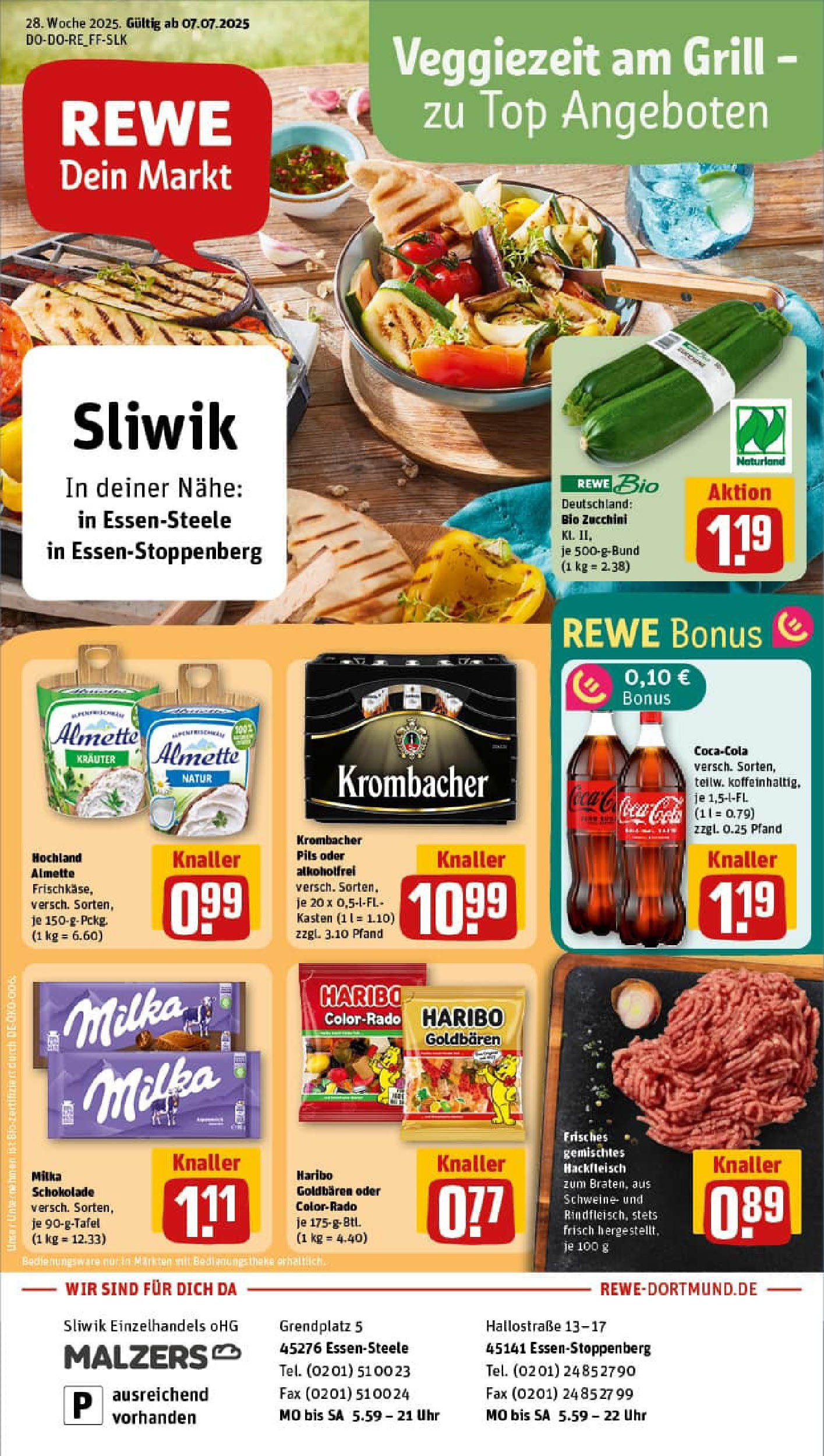 REWE Prospekt ab 06.07.2025 zum Blättern » Angebote | Seite: 1 | Produkte: Almette, Haribo, Cola, Pils