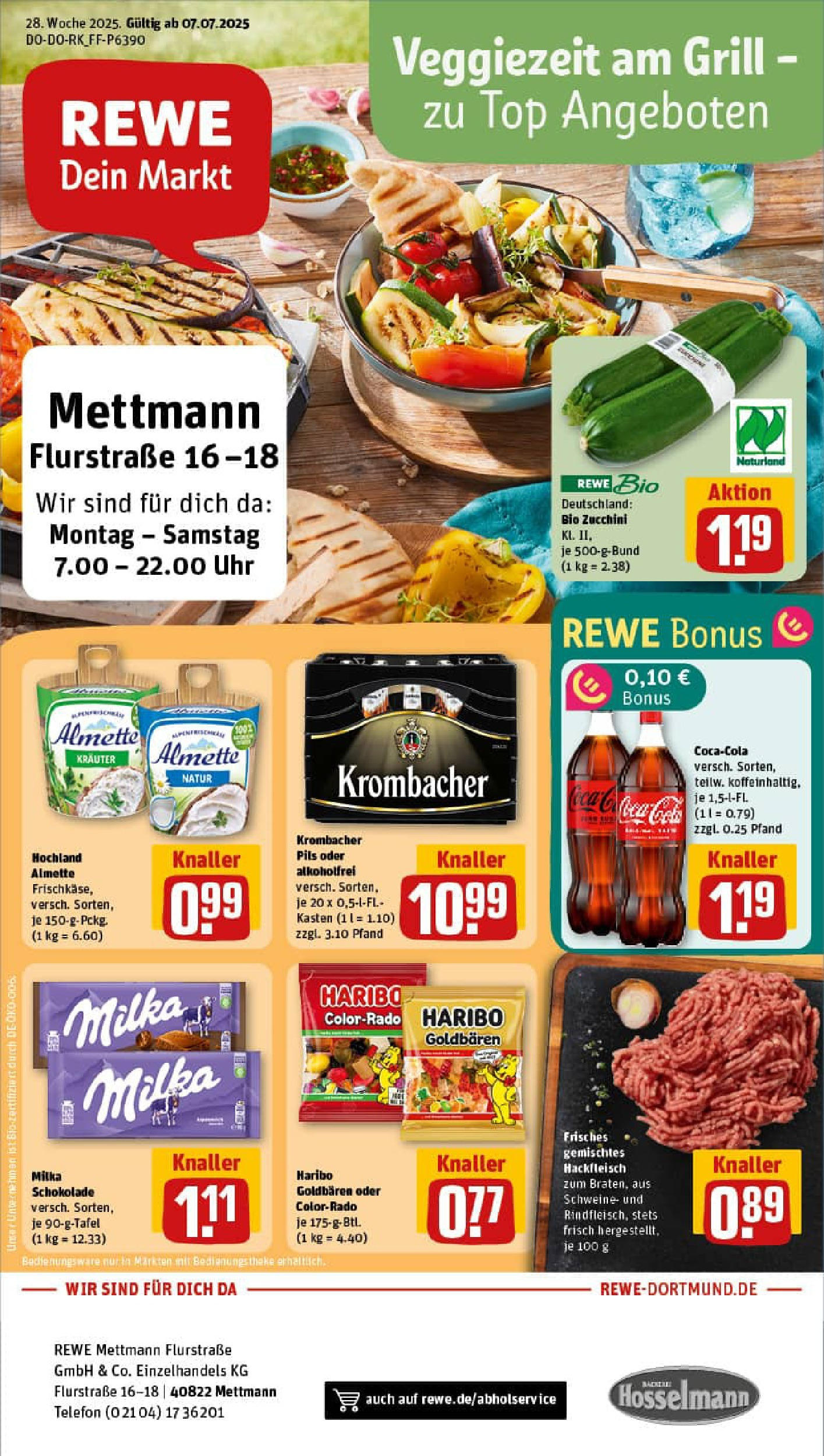 REWE Prospekt ab 06.07.2025 zum Blättern » Angebote | Seite: 1 | Produkte: Top, Milka, Zucchini, Uhr