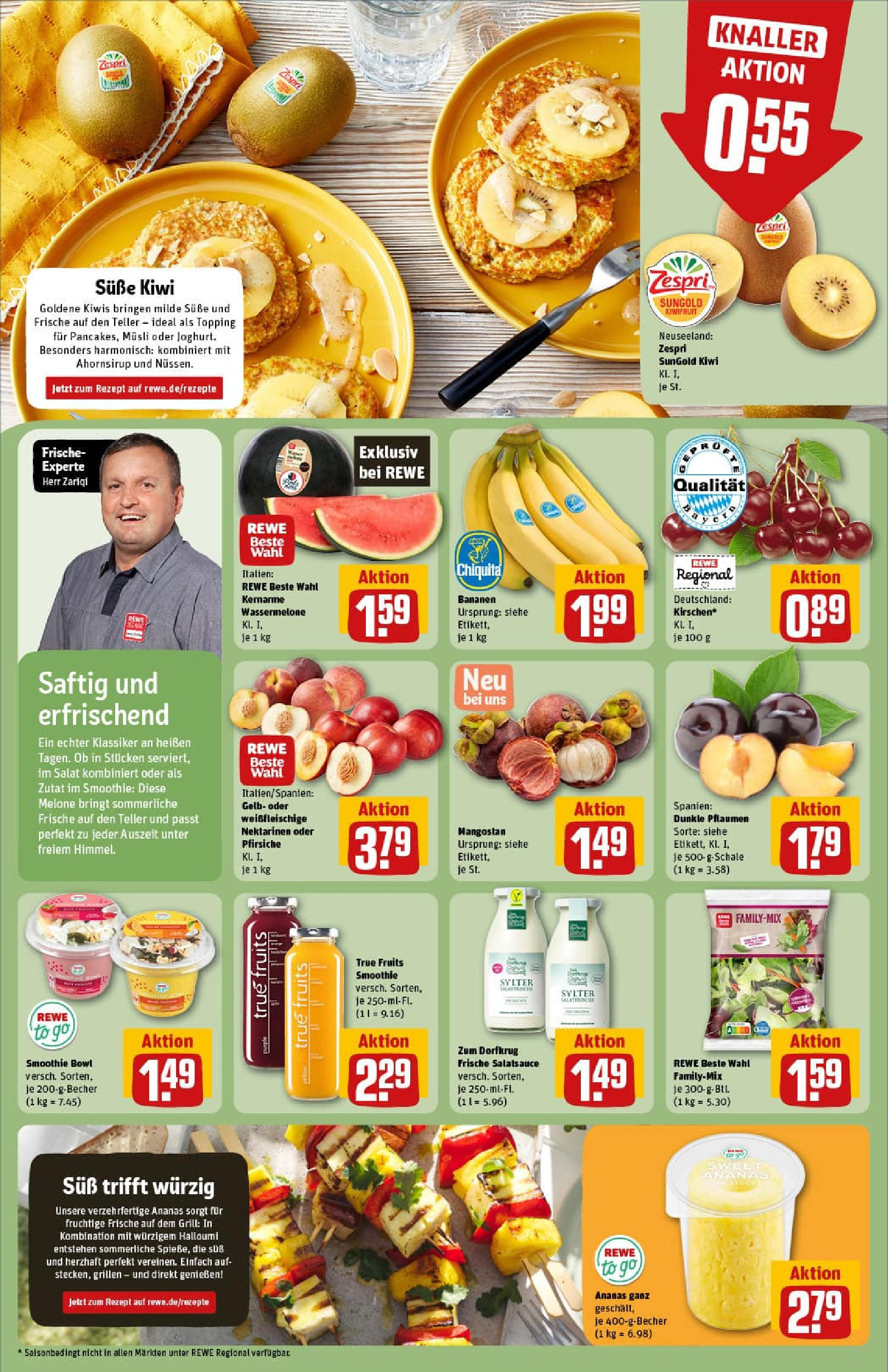 REWE Prospekt ab 06.07.2025 zum Blättern » Angebote | Seite: 6 | Produkte: Grill, Pflaumen, Ananas, Kirschen