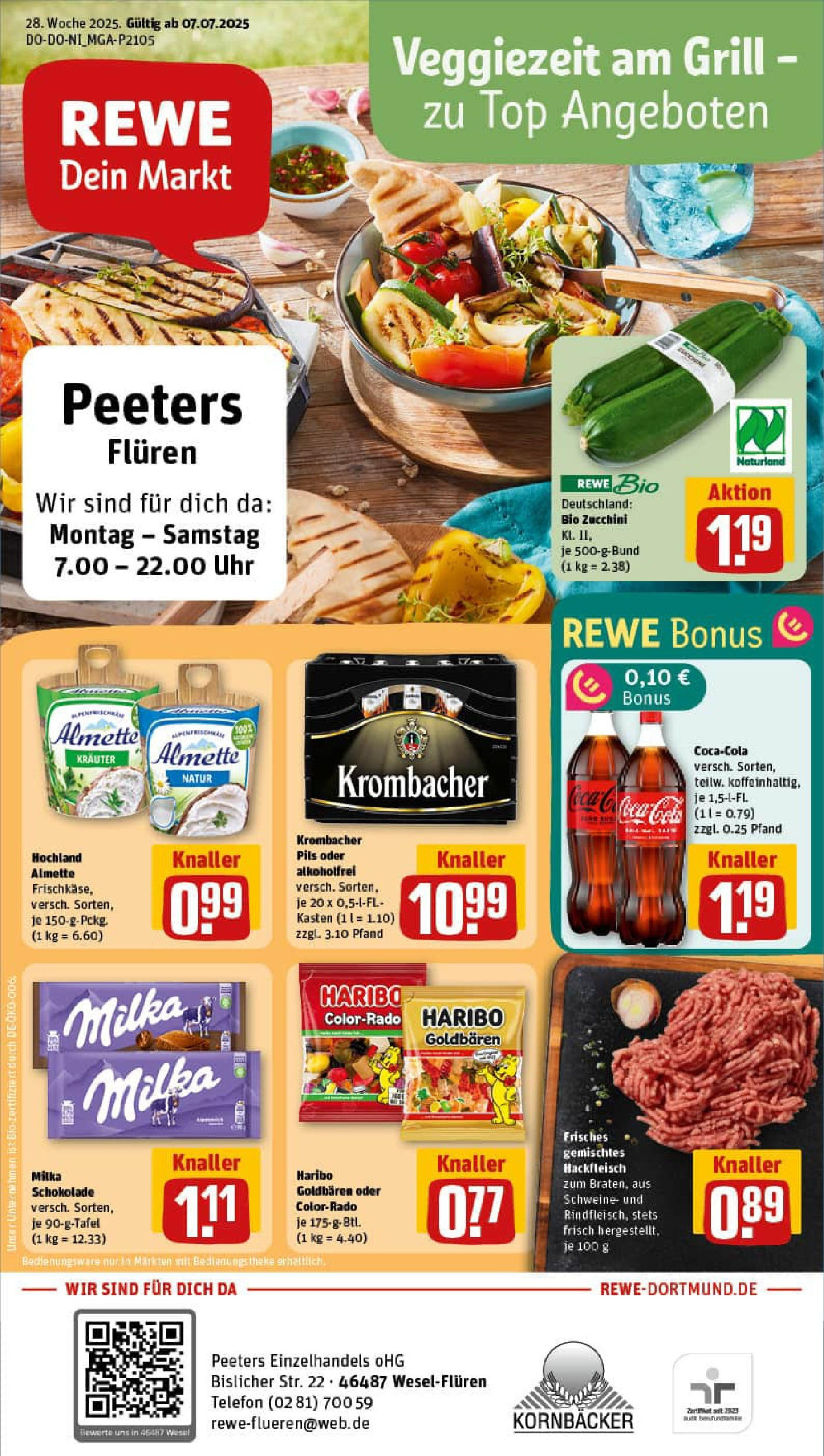 REWE Prospekt ab 06.07.2025 zum Blättern » Angebote | Seite: 1 | Produkte: Almette, Haribo, Milka, Krombacher
