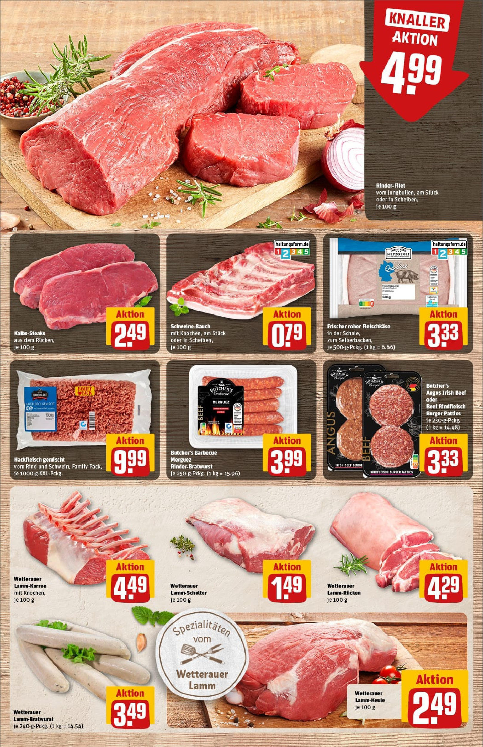 REWE Prospekt ab 06.07.2025 zum Blättern » Angebote | Seite: 9 | Produkte: Rinderfilet, Schweinebauch, Steak, Hackfleisch