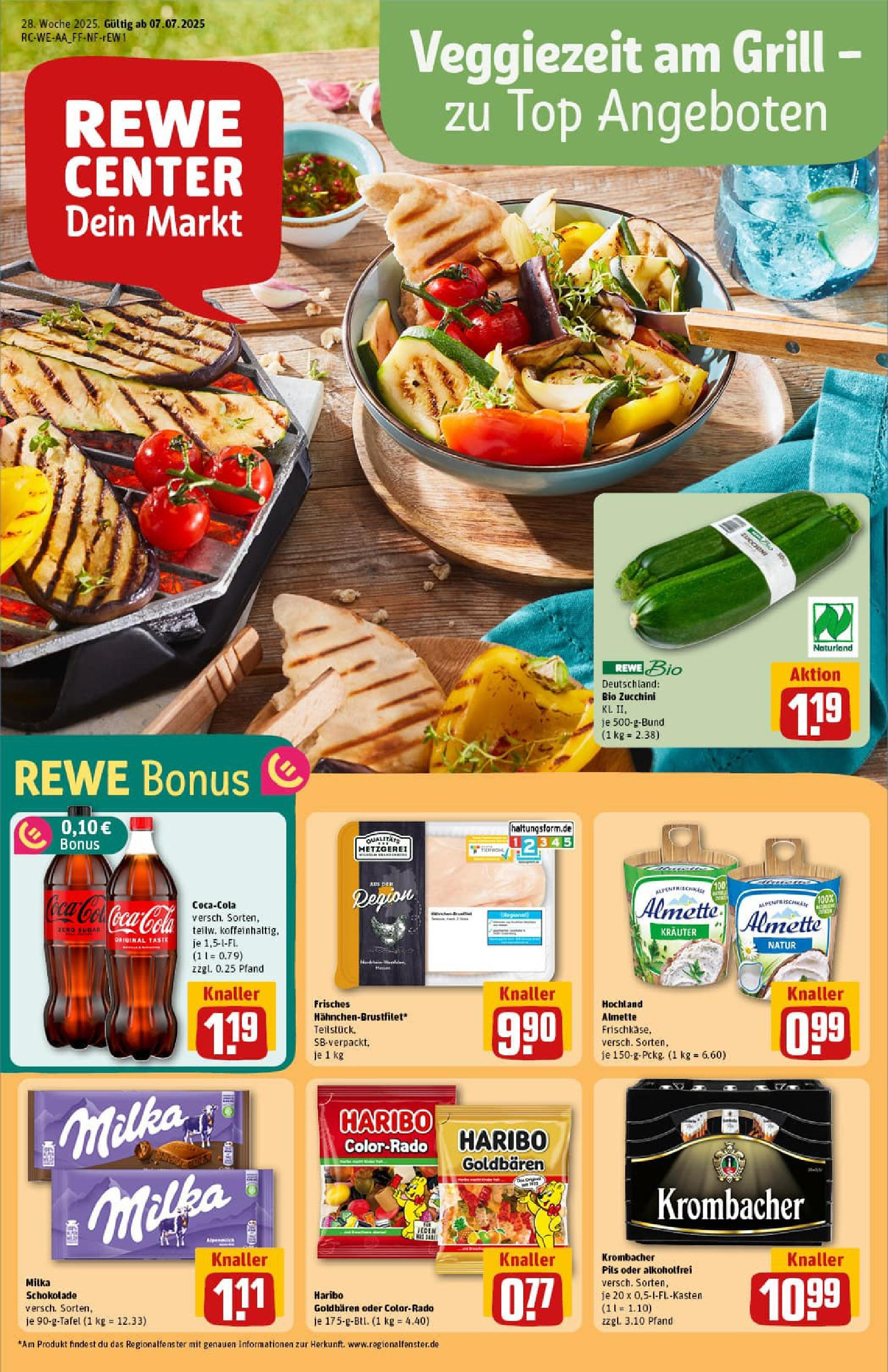 REWE Prospekt ab 06.07.2025 zum Blättern » Angebote | Seite: 1 | Produkte: Top, Almette, Coca cola, Milka schokolade