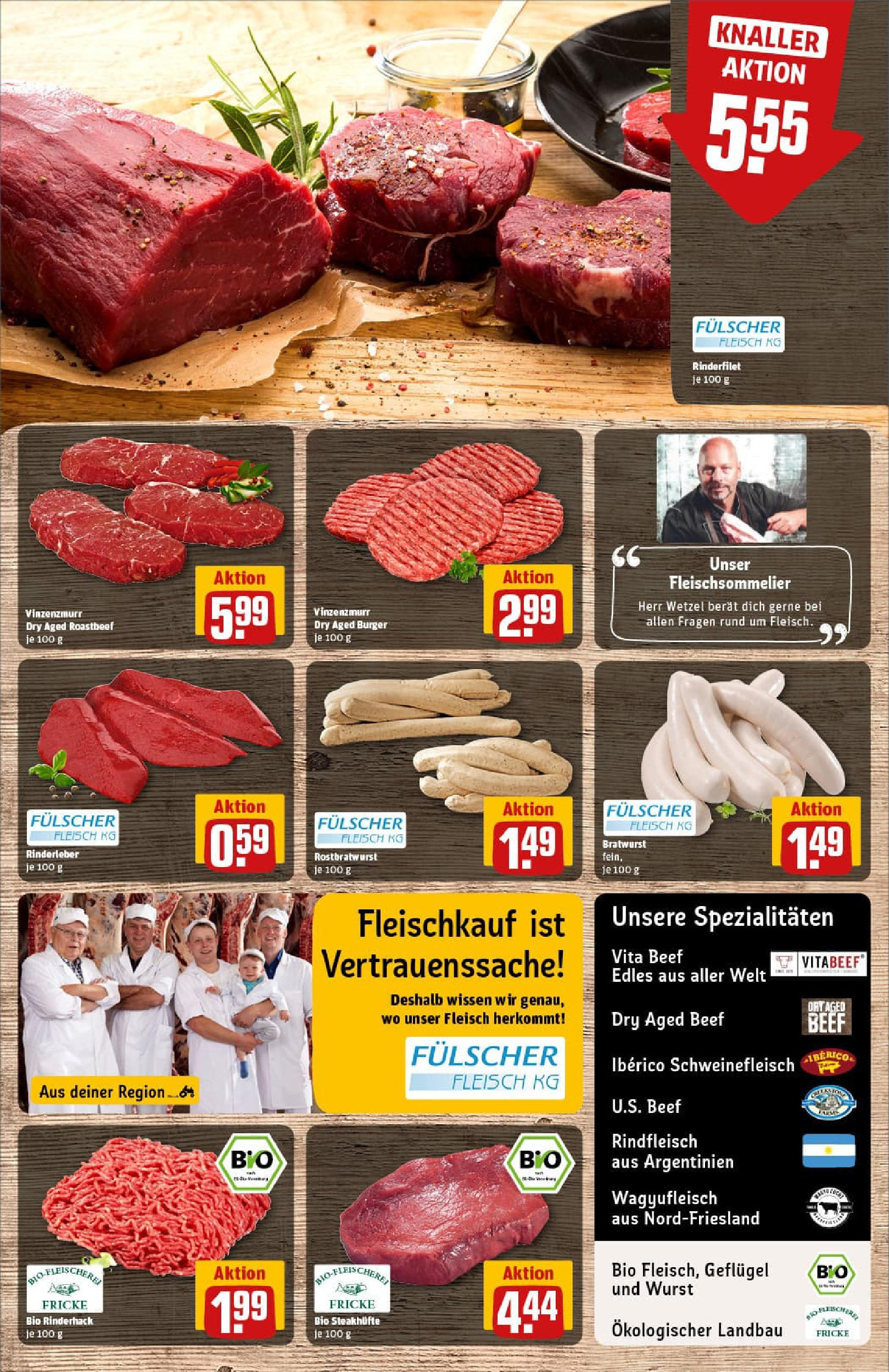 REWE Prospekt ab 06.07.2025 zum Blättern » Angebote | Seite: 8 | Produkte: Burger, Roastbeef, Wurst, Rindfleisch