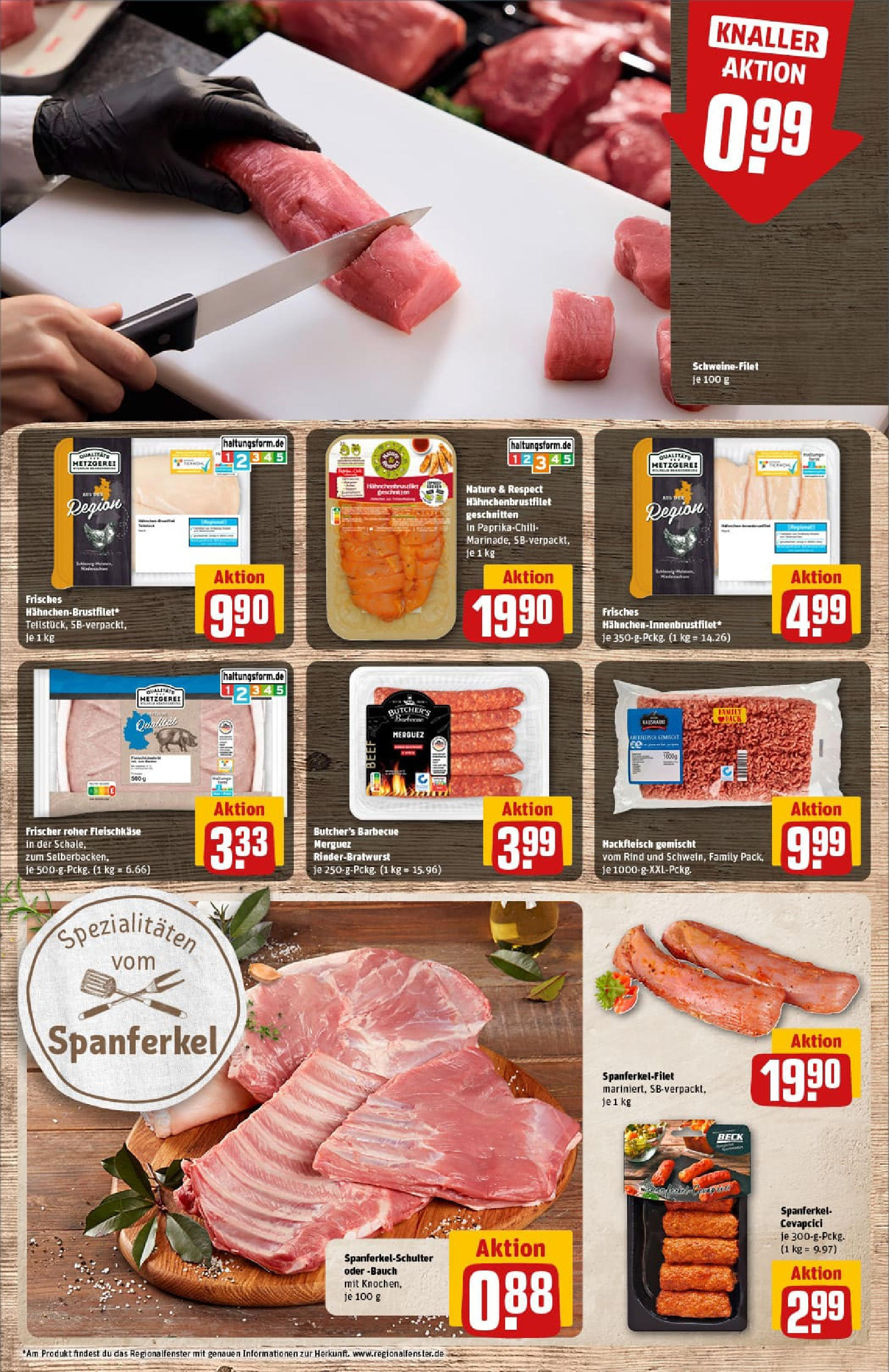REWE Prospekt ab 06.07.2025 zum Blättern » Angebote | Seite: 9 | Produkte: Cevapcici, Schweinefilet, Hackfleisch