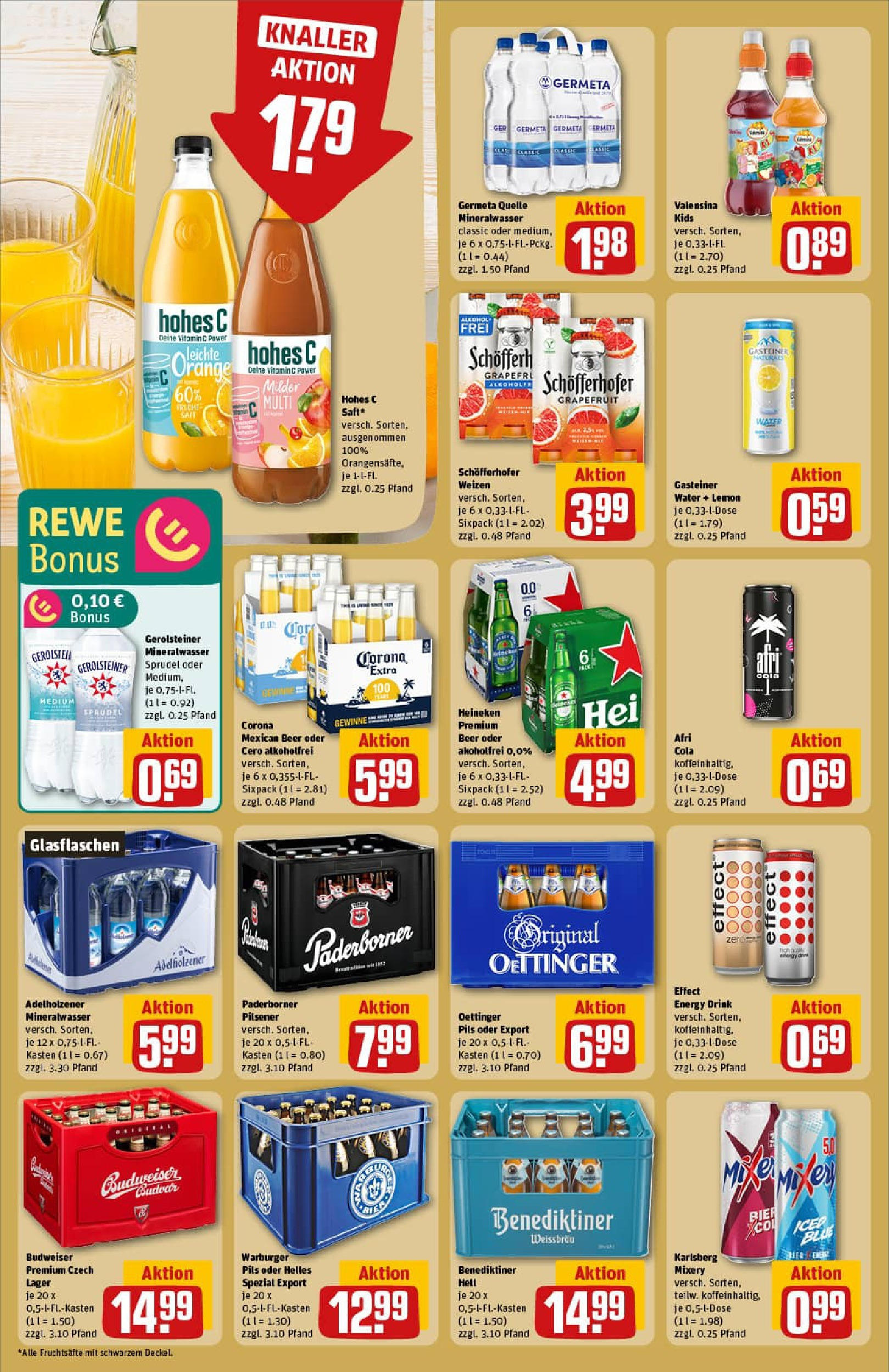 REWE Prospekt ab 06.07.2025 zum Blättern » Angebote | Seite: 16 | Produkte: Cola, Adelholzener, Oettinger, Budweiser