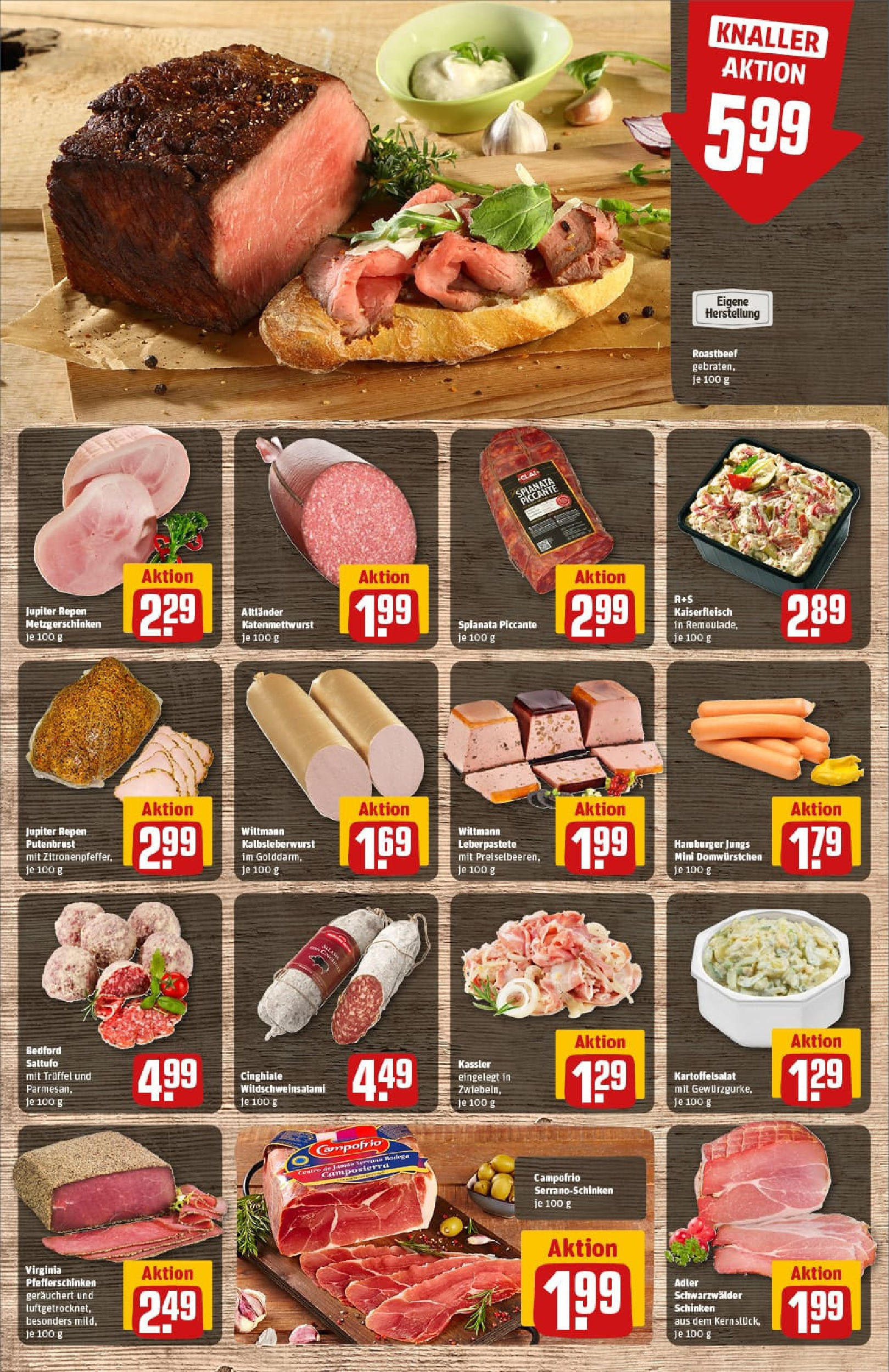 REWE Prospekt ab 06.07.2025 zum Blättern » Angebote | Seite: 10 | Produkte: Roastbeef, Salami, Schinken