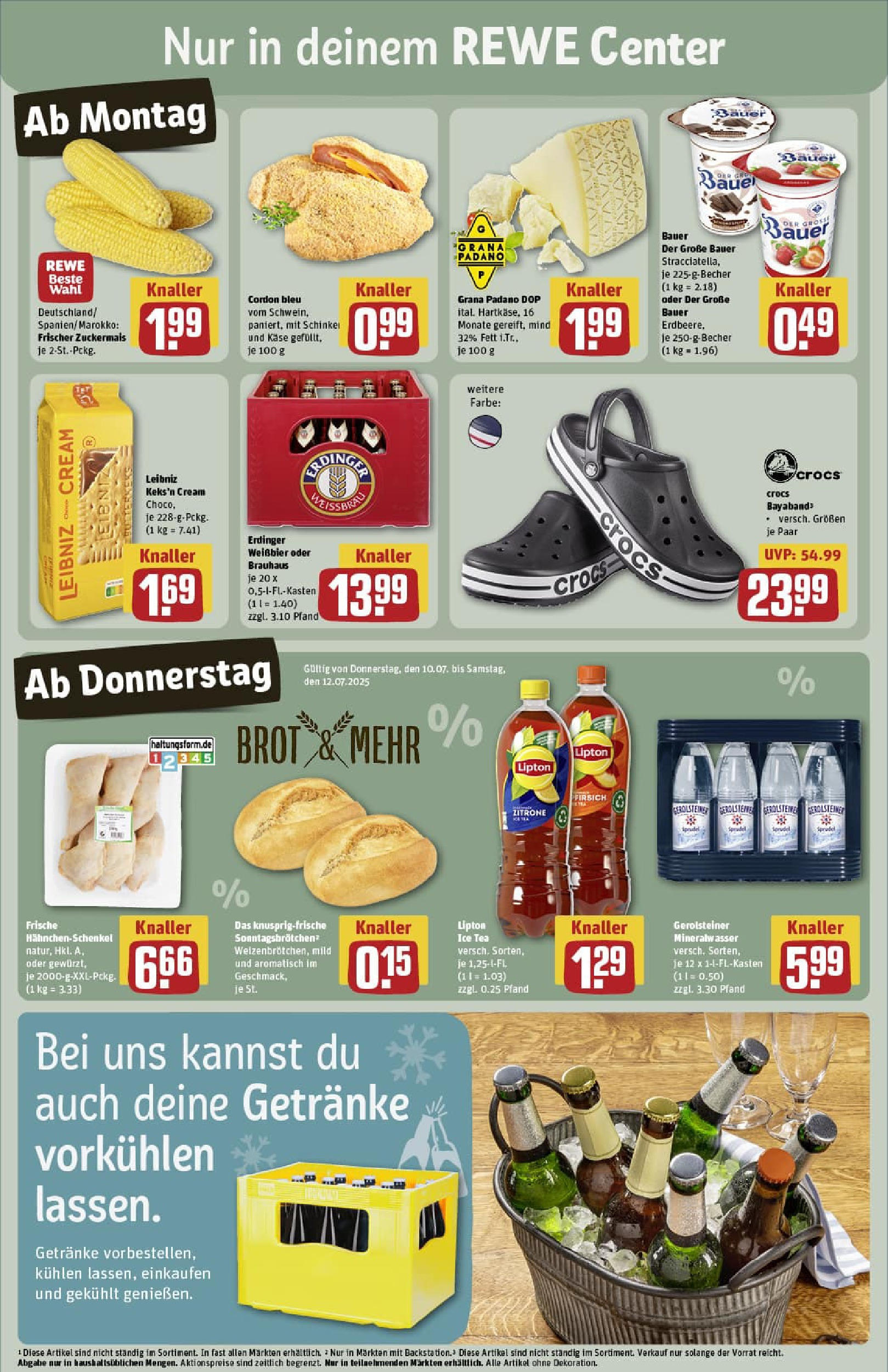 REWE Prospekt ab 06.07.2025 zum Blättern » Angebote | Seite: 3 | Produkte: Erdinger, Hahnchenschenkel, Mineralwasser, Brot