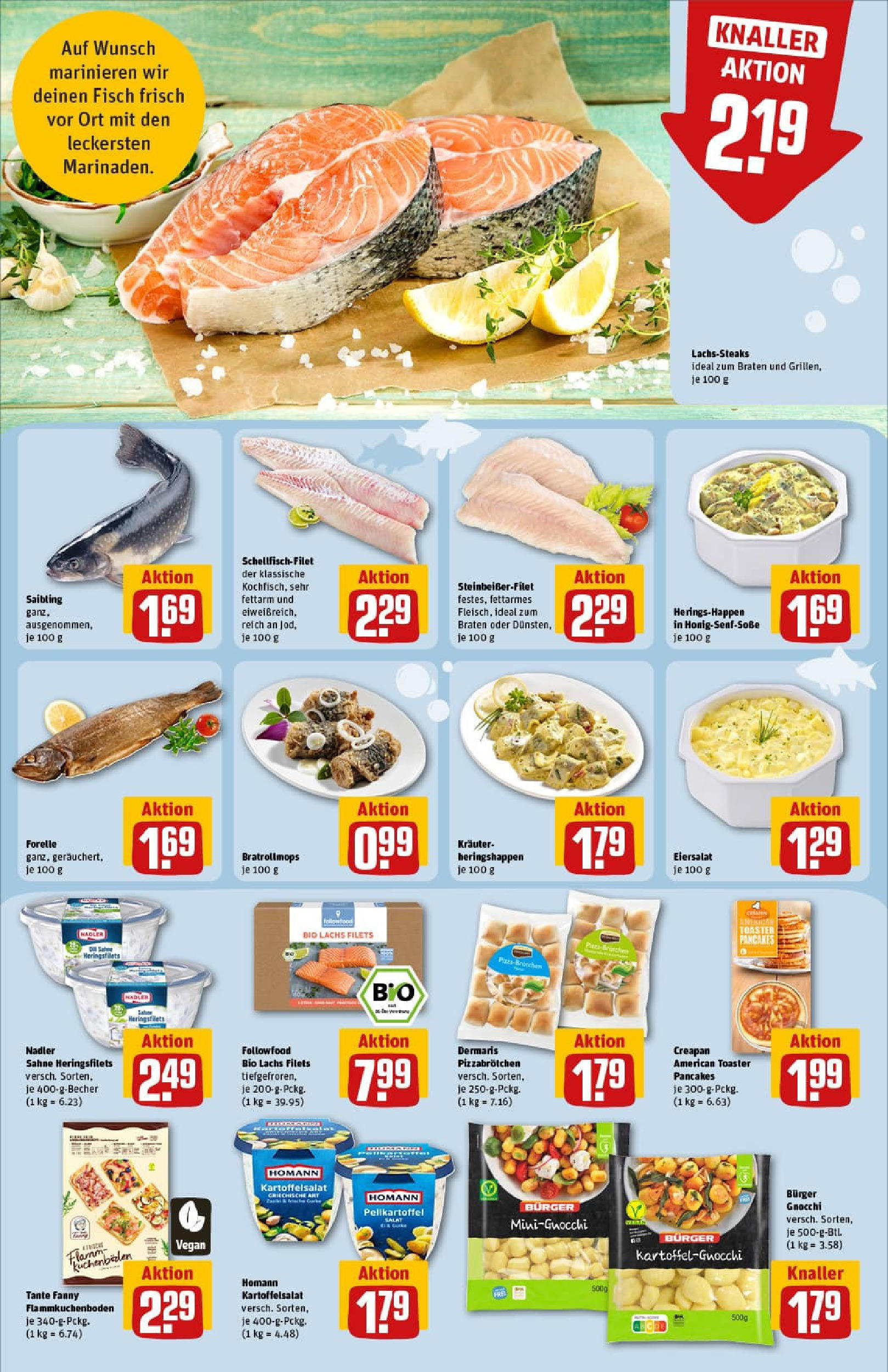 REWE Prospekt ab 06.07.2025 zum Blättern » Angebote | Seite: 12 | Produkte: Burger, Lachs, Sahne, Salat