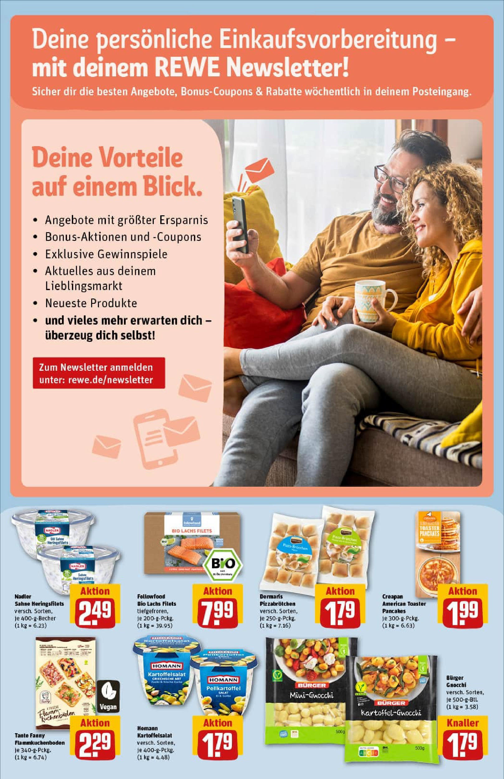 REWE Prospekt ab 06.07.2025 zum Blättern » Angebote | Seite: 14 | Produkte: Toaster, Burger, Lachs, Salat